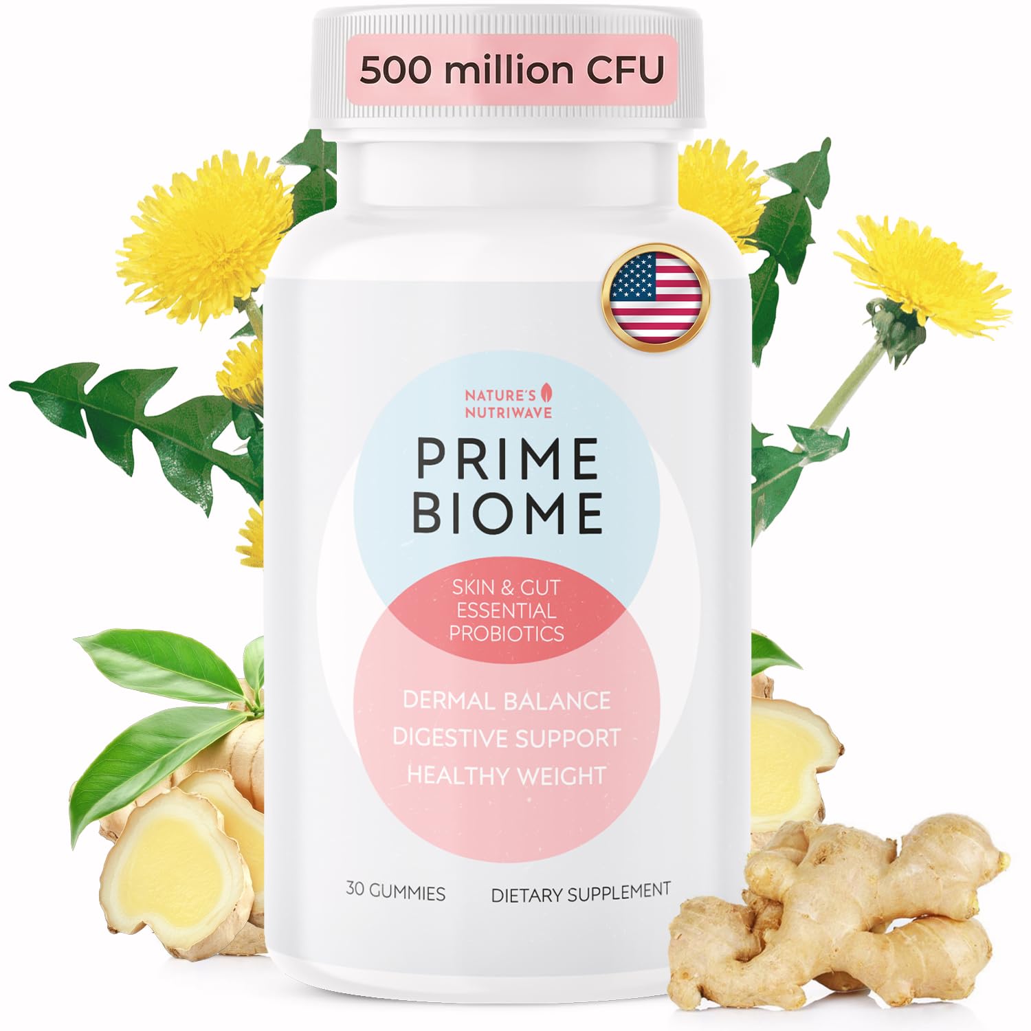 Nature’s NutriWave PrimeBiome Probiotic Gummies – Plant-Based Blend with Inulin, Lion’s Mane, Ginger & More– Non-GMO, No Stimulants, GMP Certified – 30 Gummies, 1 Month Supply Nature’s NutriWave Au supplements