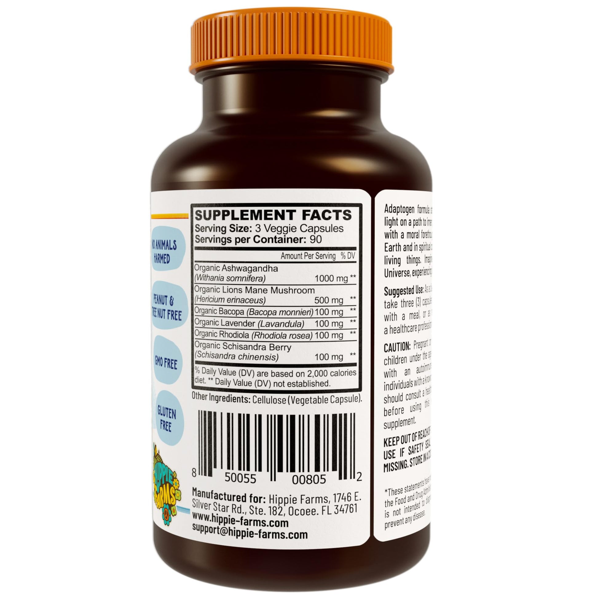 Hippie Farms Stress, Mood, Energy Support - Ashwagandha Root, Lion's Mane & More - Good Vibrations Blend Hippie Farms Au supplements