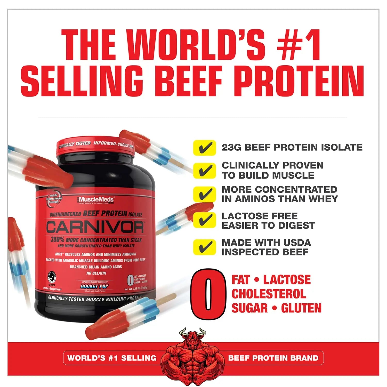 MuscleMeds CARNIVOR Beef Protein Isolate Powder, Muscle Building, Recovery, Lactose MuscleMeds Au supplements