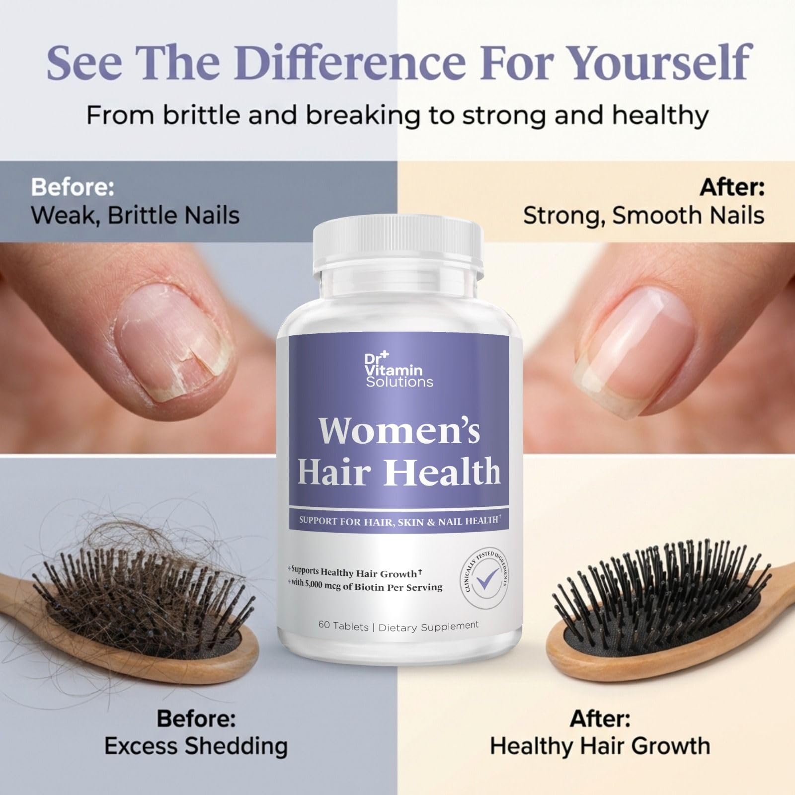 Dr Vitamin Women's Hair Health - Hair, Skin & Nails Support with Biotin & Collagen - 60 Tablets DR VITAMIN SOLUTIONS Au supplements