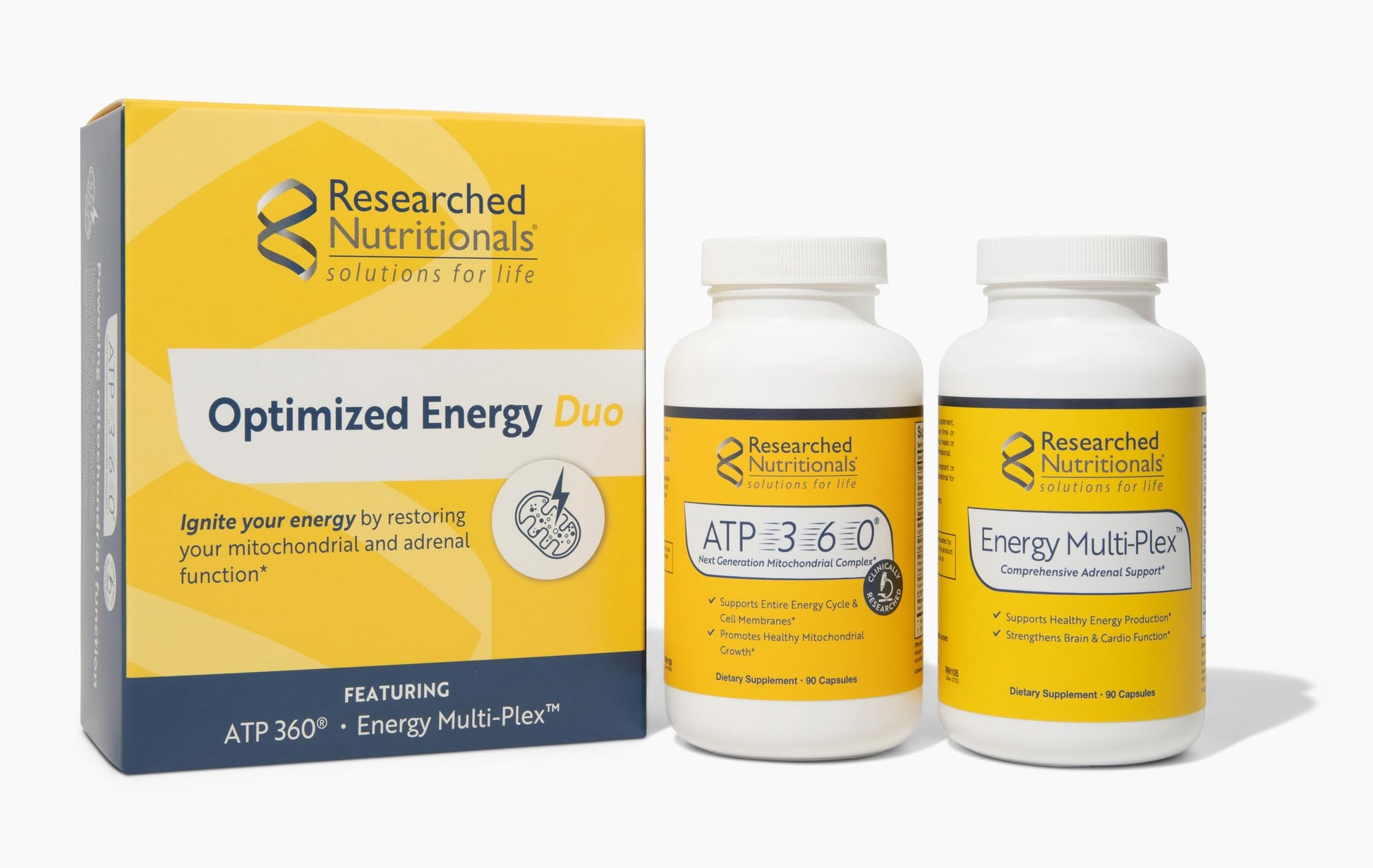 Researched Nutritionals Mens & Womens Vitamins - Optimized Energy Duo - Adrenal Support & Mitochondrial Supplements to Promote Optimal Cellular Energy - ATP 360 & Multi-Plex Researched Nutritionals Au supplements