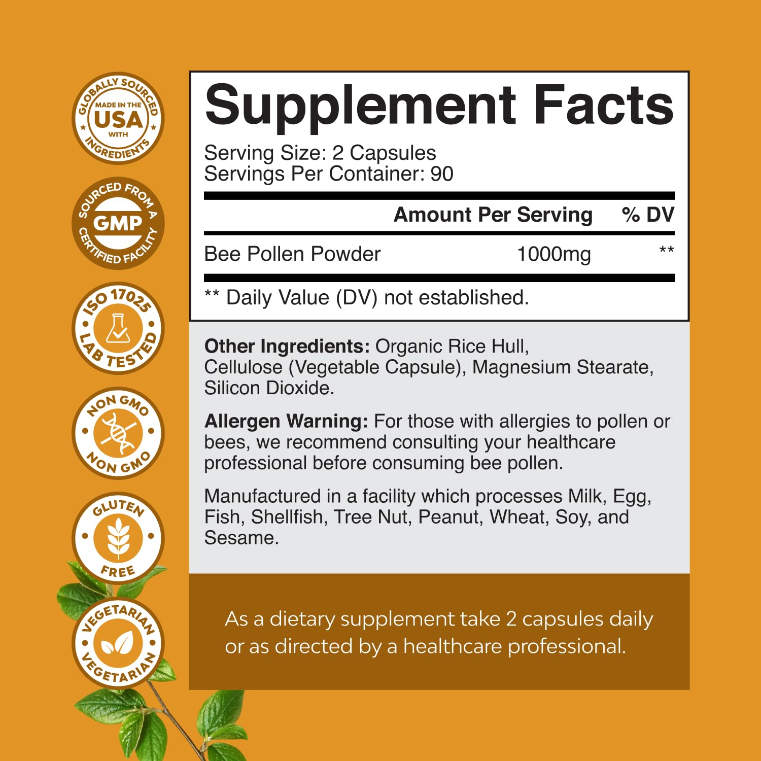 Bee Pollen Pills for Breast Growth 180 Ct - Bee Pollen Supplement 1000mg Serving with Naturally Occurring B Vitamins Minerals & Enzymes - Breast Support Supplement - Vegetarian Non-GMO & Gluten Free Natures Craft Au supplements