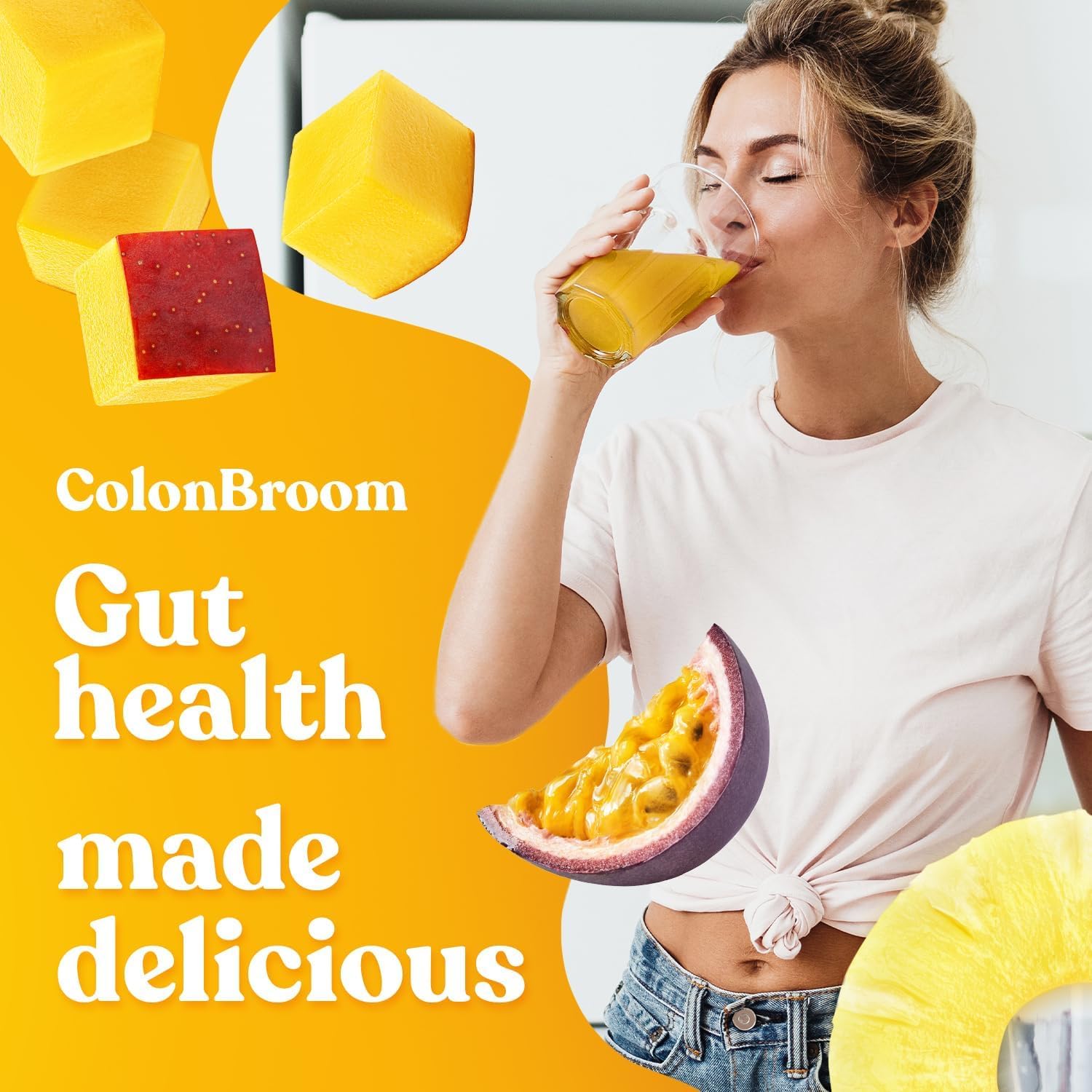 ColonBroom Psyllium Husk Powder with Stevia (Tropical Fruits) - Colon Cleanse for Bloating Relief & Gut Health - Colon Broom Fiber Powder Drink - Vegan Fiber Powder Stevia Supplement, 50 Servings ColonBroom Au supplements