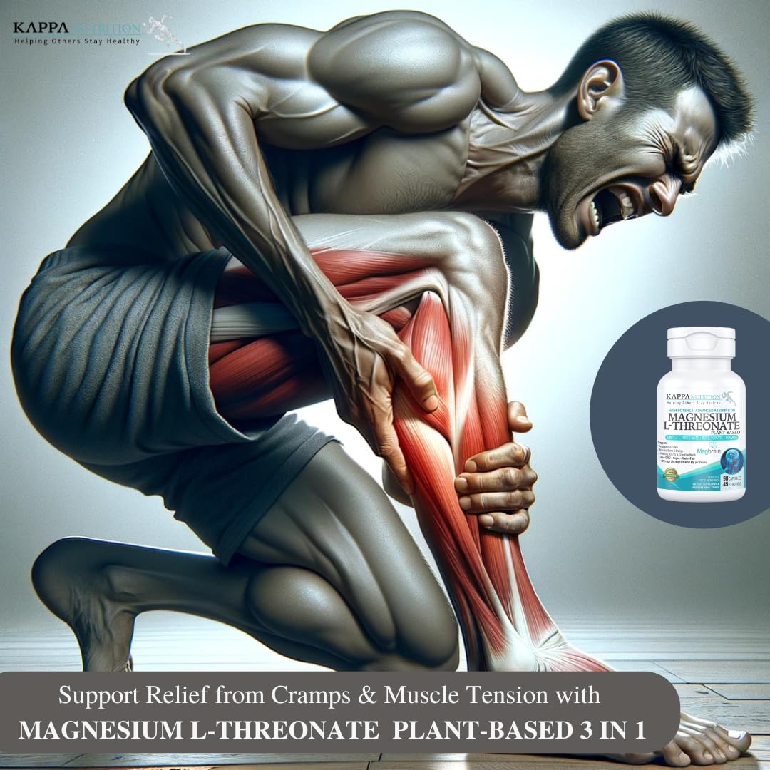 Kappa Nutrition Powered by Magbrain™ Magnesium L-Threonate Plant-Based, 90 Vegan Capsules, 420mg Elemental Magnesium (3 Capsules) from 2,253mg, Brain, Sleep & Muscle Support. KAPPA NUTRITION Au supplements