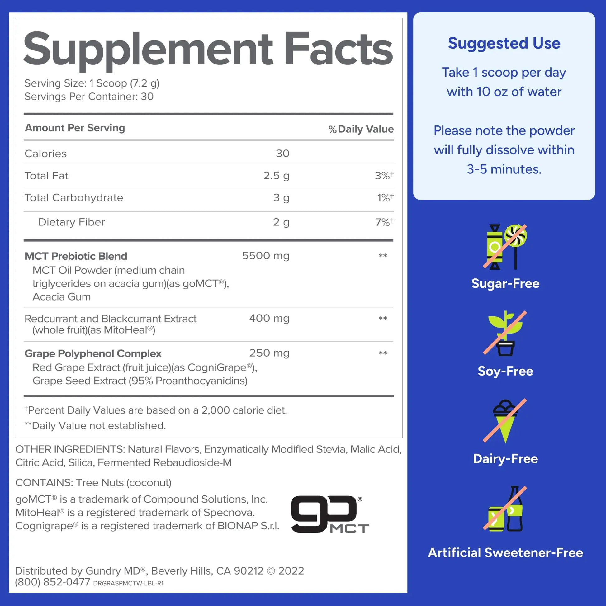 Gundry MD MCT Wellness Powder to Support Energy, Ketone Production and Brain Health, Keto Friendly, Sugar Free (30 Servings) (Raspberry Medley) Gundry MD Au supplements
