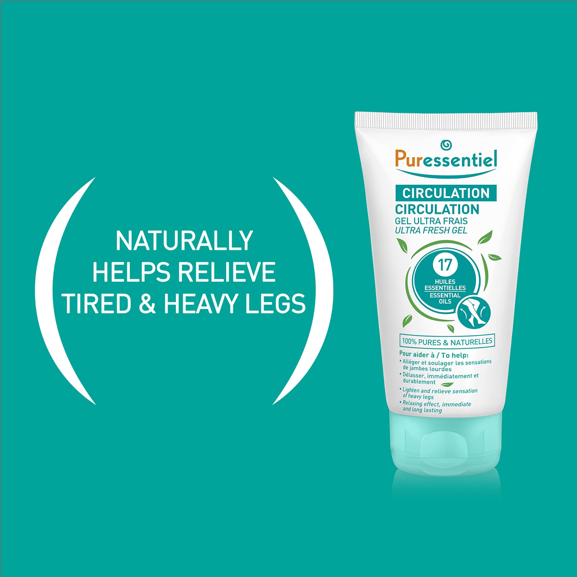 Puressentiel Soothing Gel for Tired Feet, Ankles, Legs - Aromatherapy Lotion with 17 Essential Oils for Body and Skin - Instant, Lasting Relief and Circulation - Natural and Alcohol Free - 4.22 oz Puressentiel Au supplements