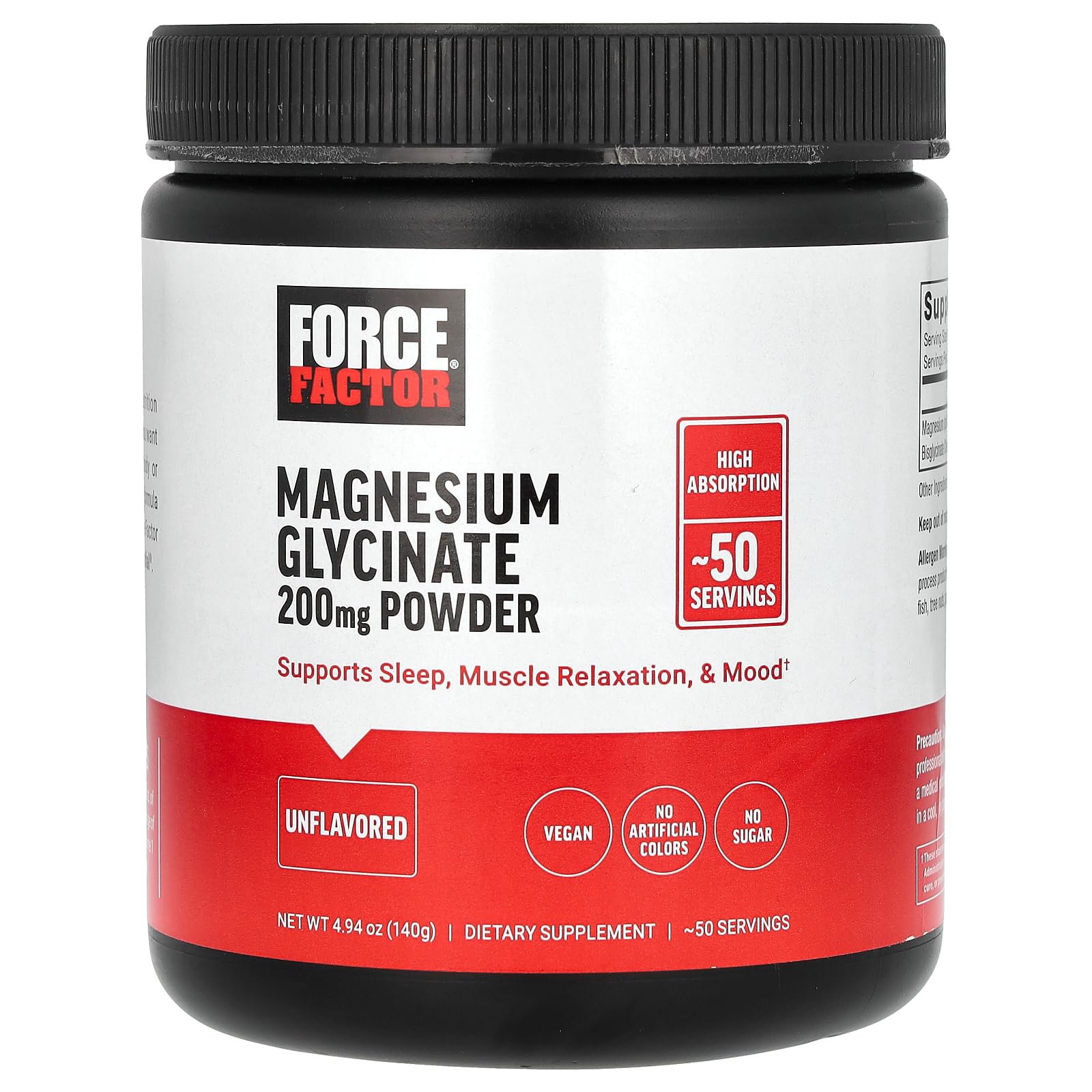 Force Factor Magnesium Glycinate 200mg, Magnesium Supplement for Women and Men to Support Sleep, Muscle Relaxation, and Mood, High Absorption, Vegan, 50 Servings Force Factor Au supplements