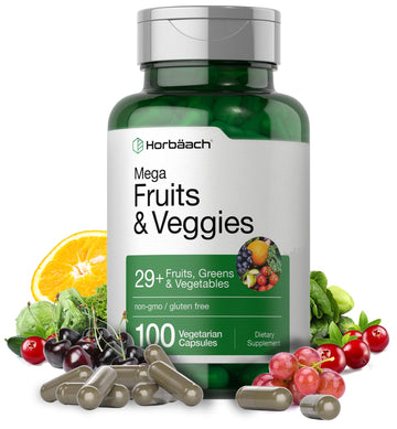 Horbäach Mega Fruits and Veggies Supplement | 100 Capsules | Vegetarian, Non-GMO and Gluten Free Horbäach Au supplements