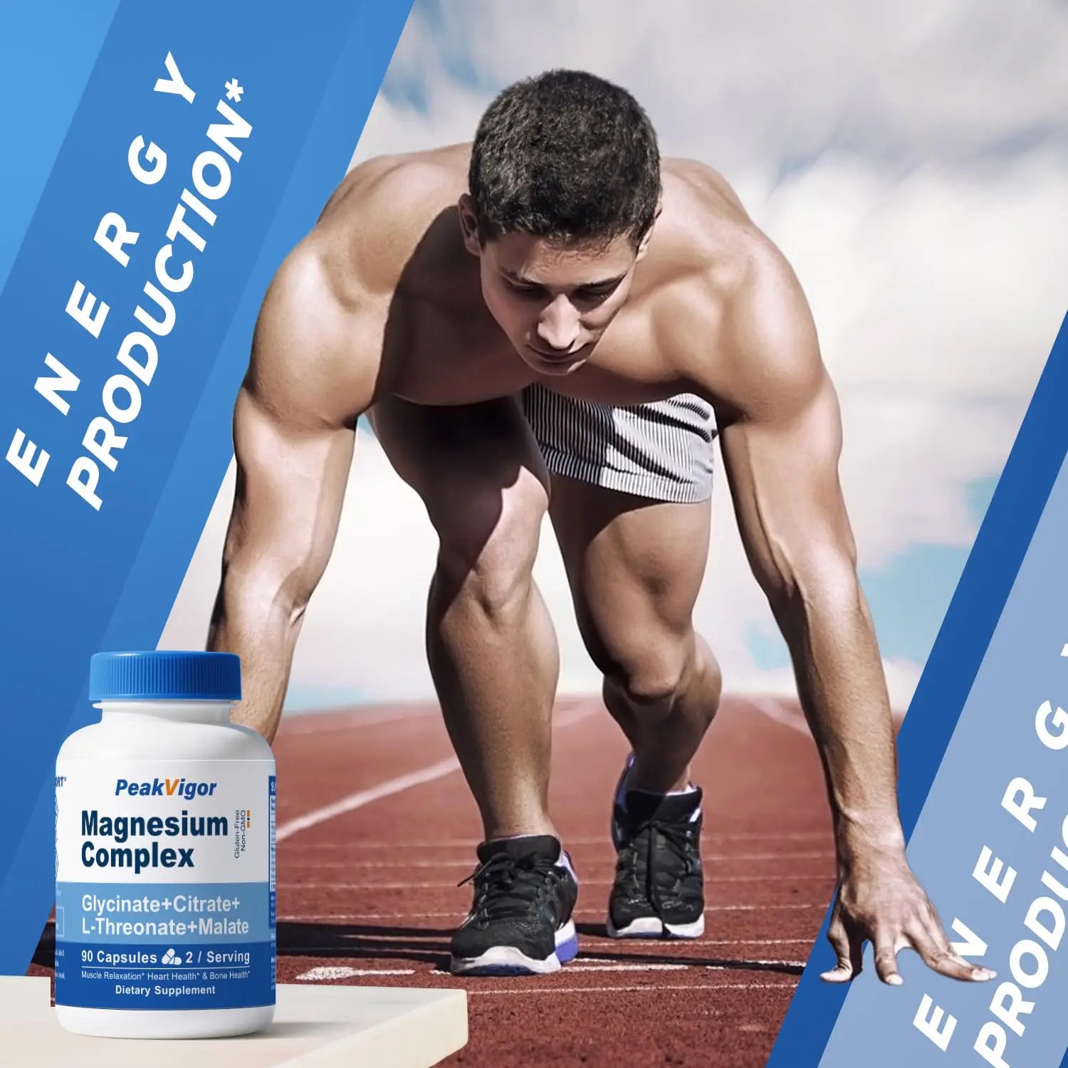 5 in 1 Magnesium Complex, 976mg Complex with Magnesium Glycinate, Citrate, Malate & L-Threonate, Vitamin B6 for High Absorption, Third Party Tested, Gluten-Free, Easy-Swallow Vegan Capsule PeakVigor Au supplements