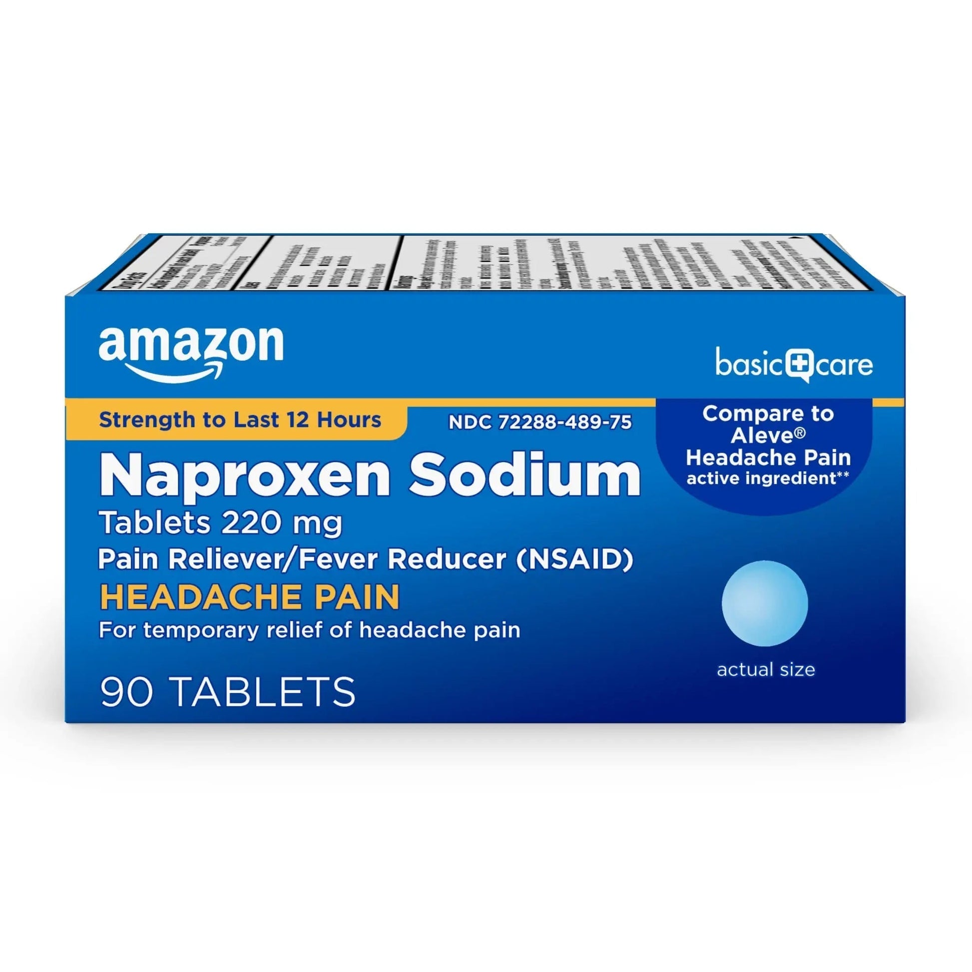 Amazon Basic Care Naproxen Sodium Tablets 220 mg, Pain Reliever, Fever Reducer, Headache Relief, Backache, Menstrual Cramps, Arthritis, Muscular Aches, NSAID, 90 Count Amazon Basic Care Au supplements