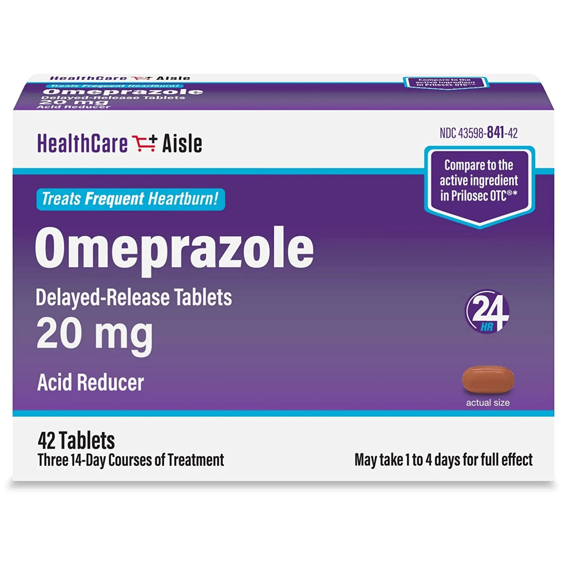 HealthCareAisle Omeprazole 20 mg - 42 Delayed-Release Tablets - Acid Reducer, Treats Frequent Heartburn HealthCareAisle Au supplements