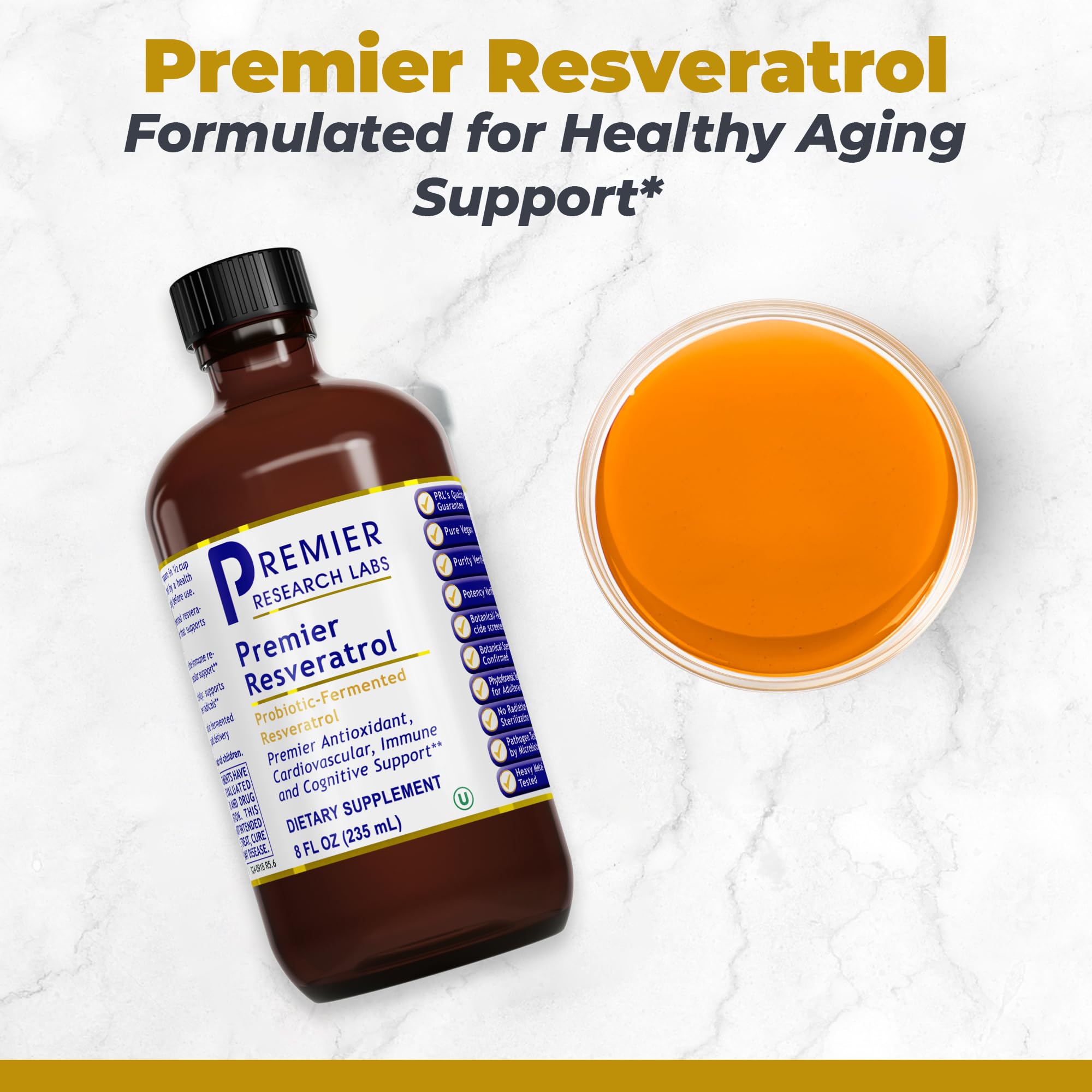 Premier Research Labs Resveratrol - Resveratrol Liquid Supplement, Trans Resveratrol, Antioxidant Support for Heart Health & Blood Flow, Aging Support, 180 mg Per Teaspoon - 8 Fl Oz Premier Research Labs Au supplements