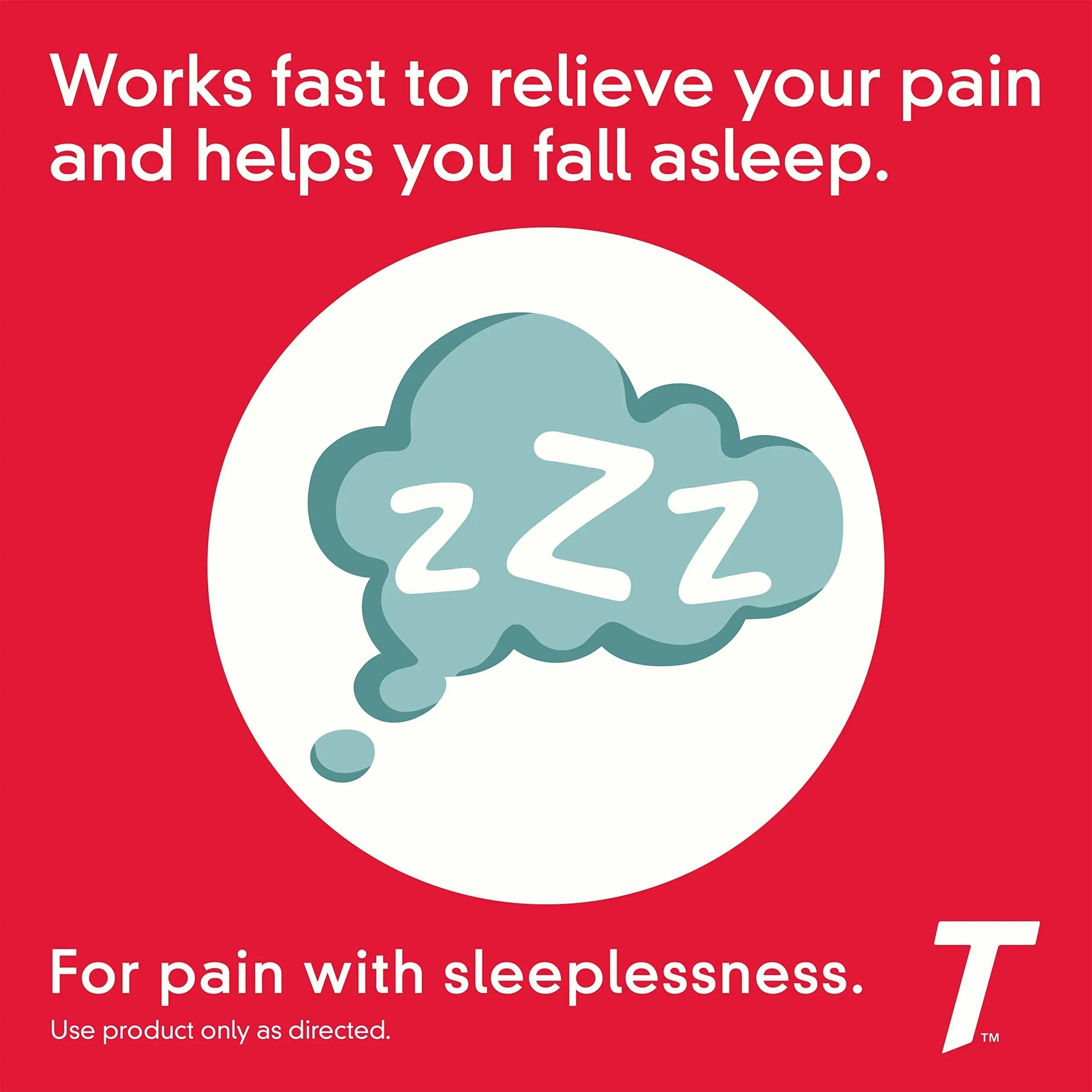 Tylenol PM Extra Strength Nighttime Pain Reliever & Sleep Aid Caplets, Fast, Strong Pain Relief, 500 mg Acetaminophen & 25 mg Diphenhydramine HCl, Non-Habit Forming Medicine for Aches & Cramps, 100 Ct Tylenol Au supplements