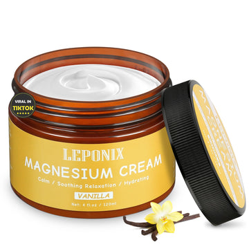 Magnesium Cream for Sleep & Muscle Recovery - Soothing Topical Magnesium Lotion for Leg Cramps, Joint Comfort, Pain Relief - Relaxing Magnesium Body Butter for Men Women Kids (120ml, Vanilla) LEPONIX Au supplements
