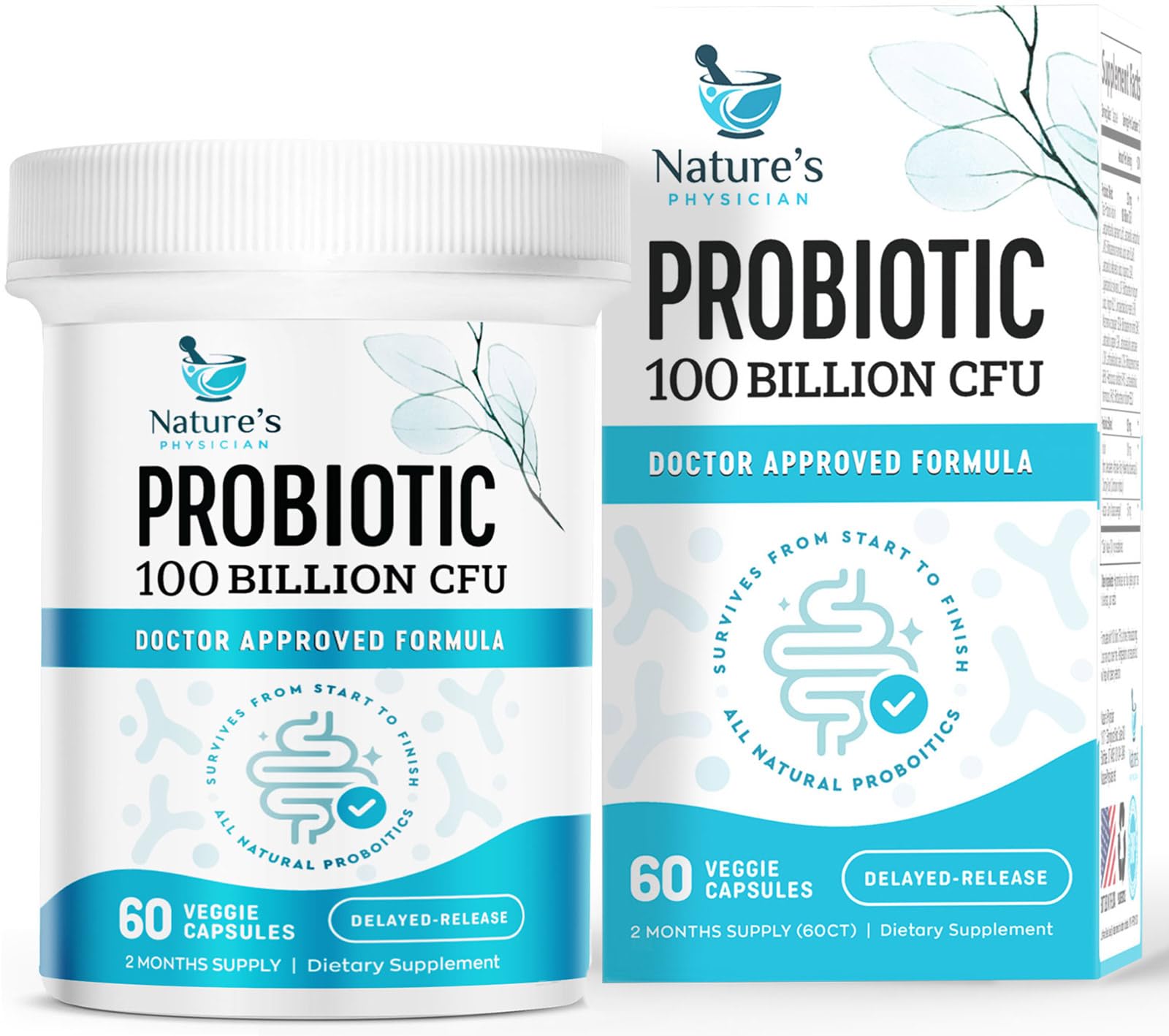 Nature's Physician Probiotics - 100 Billion CFU - 16 Strains + Prebiotics - Best Probiotic Supplement for Women & Men - Supports Immune, Digestive Health, Occasional Constipation & Gas - 60 Capsules Nature's Physician Au supplements