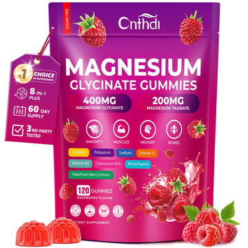 CNFHDI Magnesium Glycinate Gummies 600mg, 120 Counts Chews Sugar Free Magnesium Gummies for Adults & Kids with Calcium, Zinc & CQ10, Potassium Supplements for Zzz, Brain, Muscle & Relax CNFHDI Au supplements