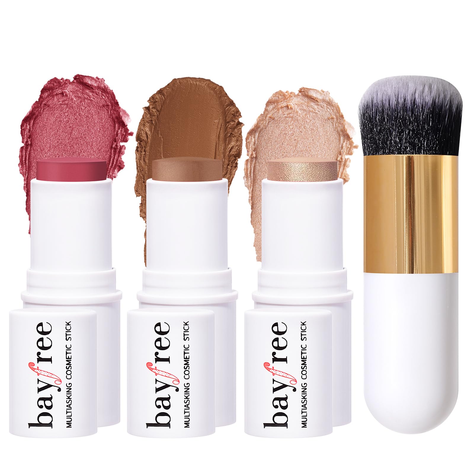 KIMUSE Face Sticks Trio, Cream Blush Stick & Highlighter Stick & Contour Stick for Sculpt the Cheeks, Long Lasting Cream Contour Stick Trio for Face Makeup, with Brush KIMUSE Au supplements