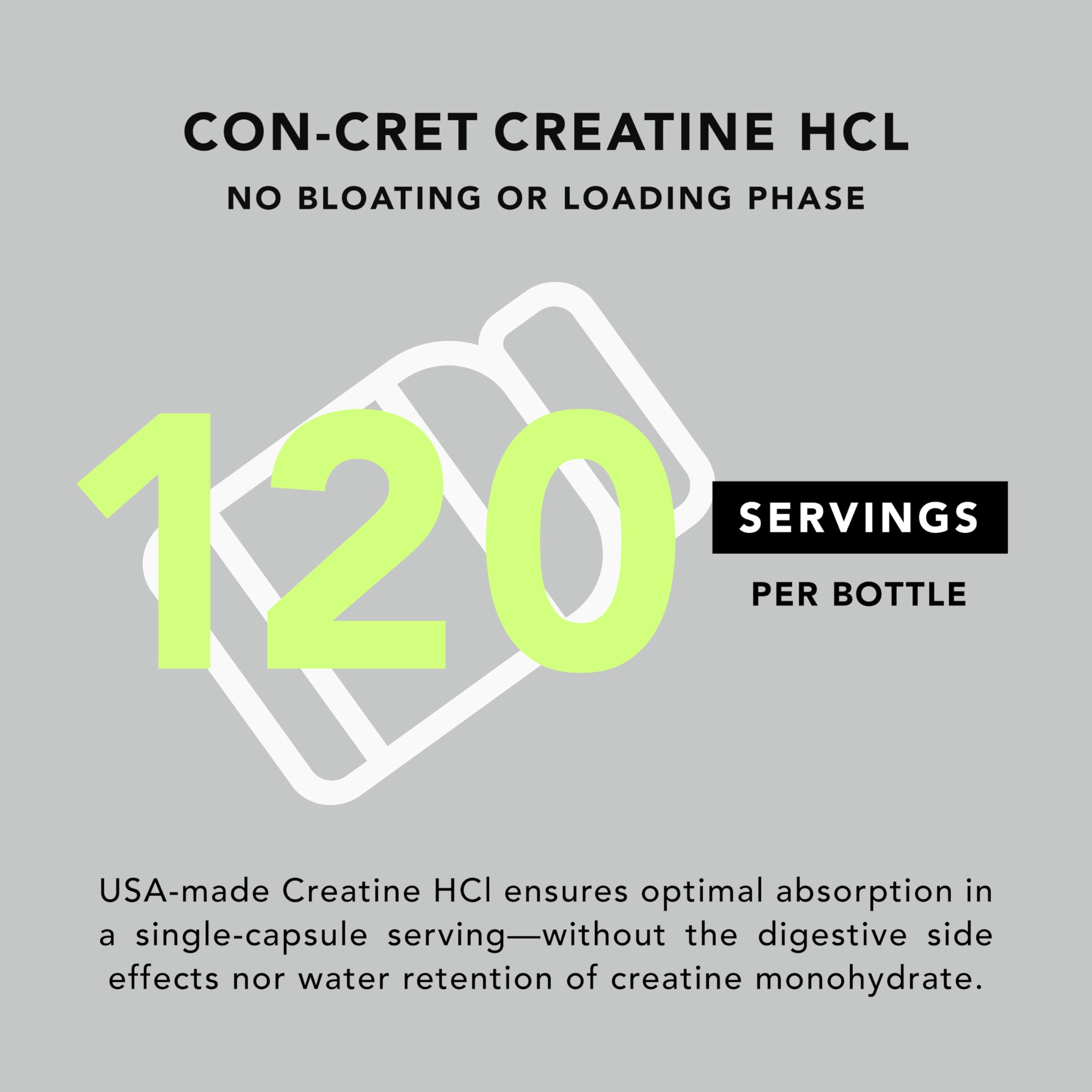 AMANDEAN Creatine HCl Pills. American Made CON-CRET. 120 Capsules. 7X Concentrated vs Monohydrate Powder. No Bloat. Muscle, Energy, Cognitive, Recovery Support for Men & Women. Gluten Free, Non-GMO. AMANDEAN Au supplements