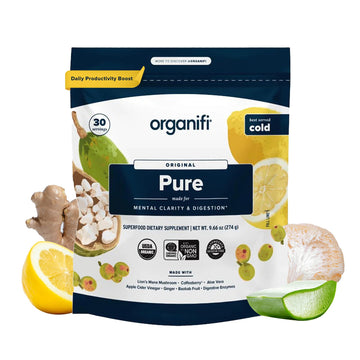 Organifi Pure - Promotes Stimulation in Learning, Memory, Focus, and Clarity - Brain Support with Superfoods - Gluten-Free and Non GMO - Best Served Cold, 30 Servings Organifi Au supplements