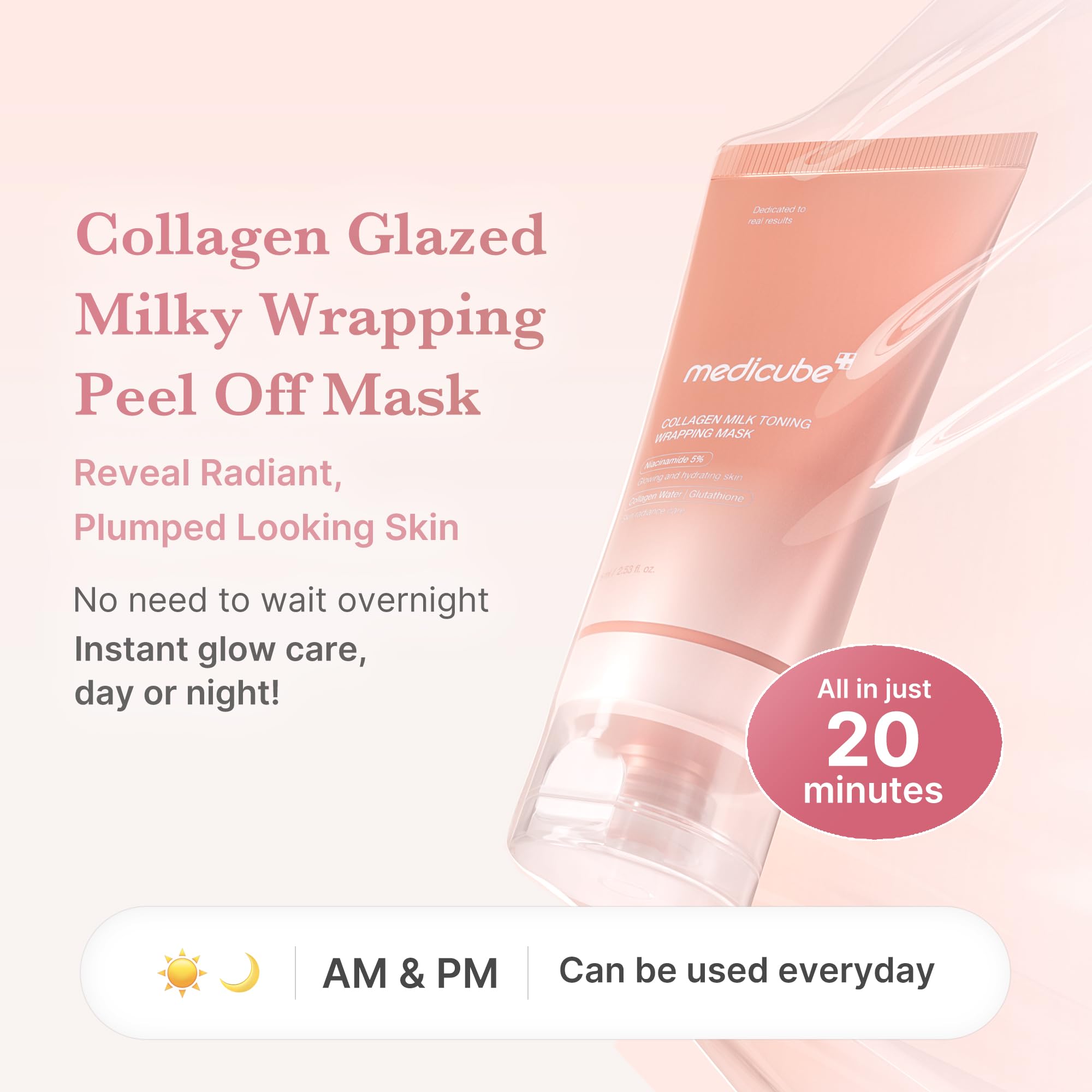 medicube Milky Collagen Double Glow Lock Duo: Collagen Glazed Milky Wrapping Mask and Booster Serum | 130DaCollagen, Niacinamide, Glutathione for Plumped, Radiant Glass Skin medicube Au supplements