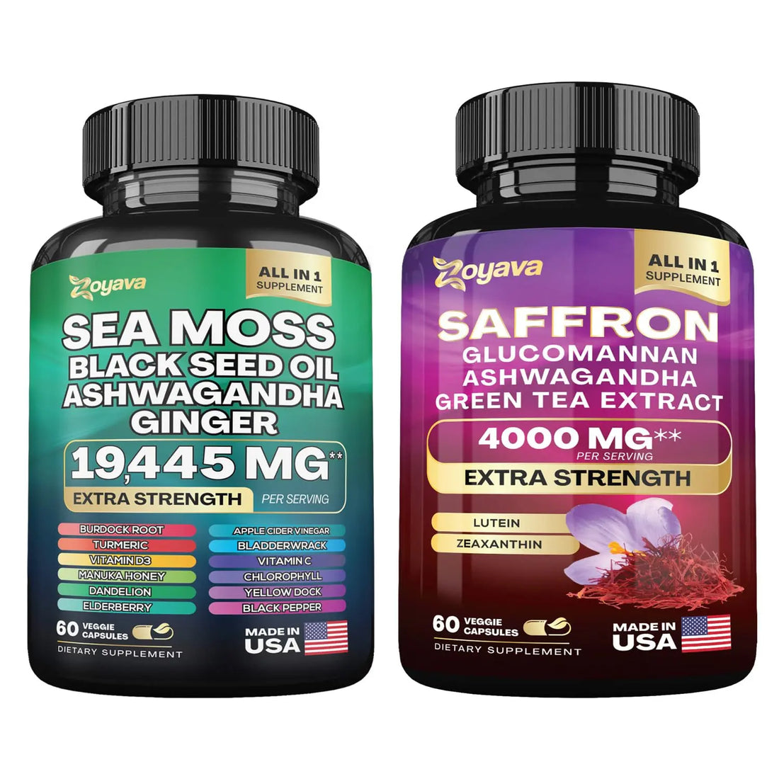 Zoyava Sea Moss 16-in-1 and Saffron 6-in-1 Bundle Zoyava Au supplements