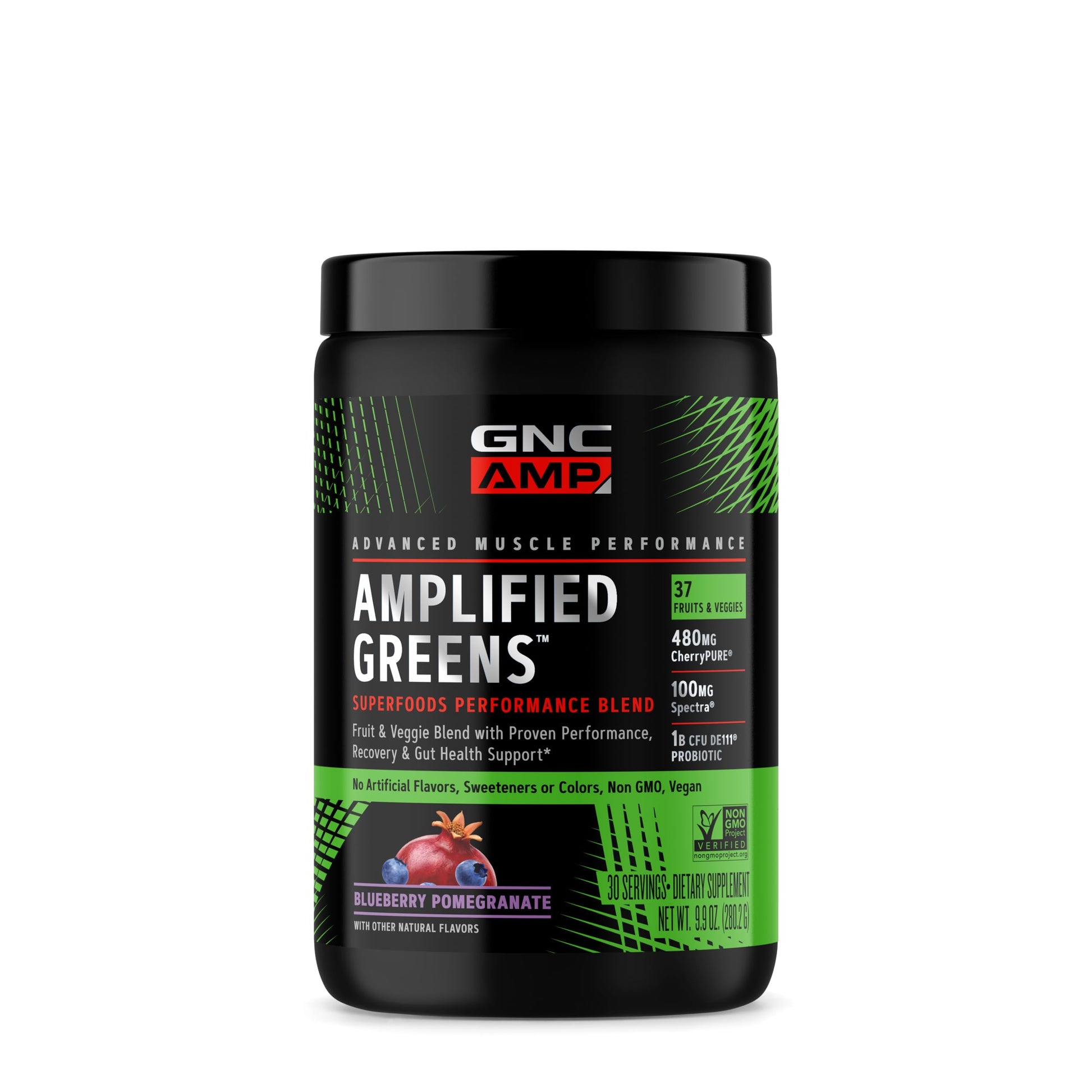 GNC AMP Amplified Greens Superfoods Performance Blend - Vegan Athlete Superfood Drink - Blueberry Pomegranate - 9.9 Oz (30 Servings) GNC Au supplements
