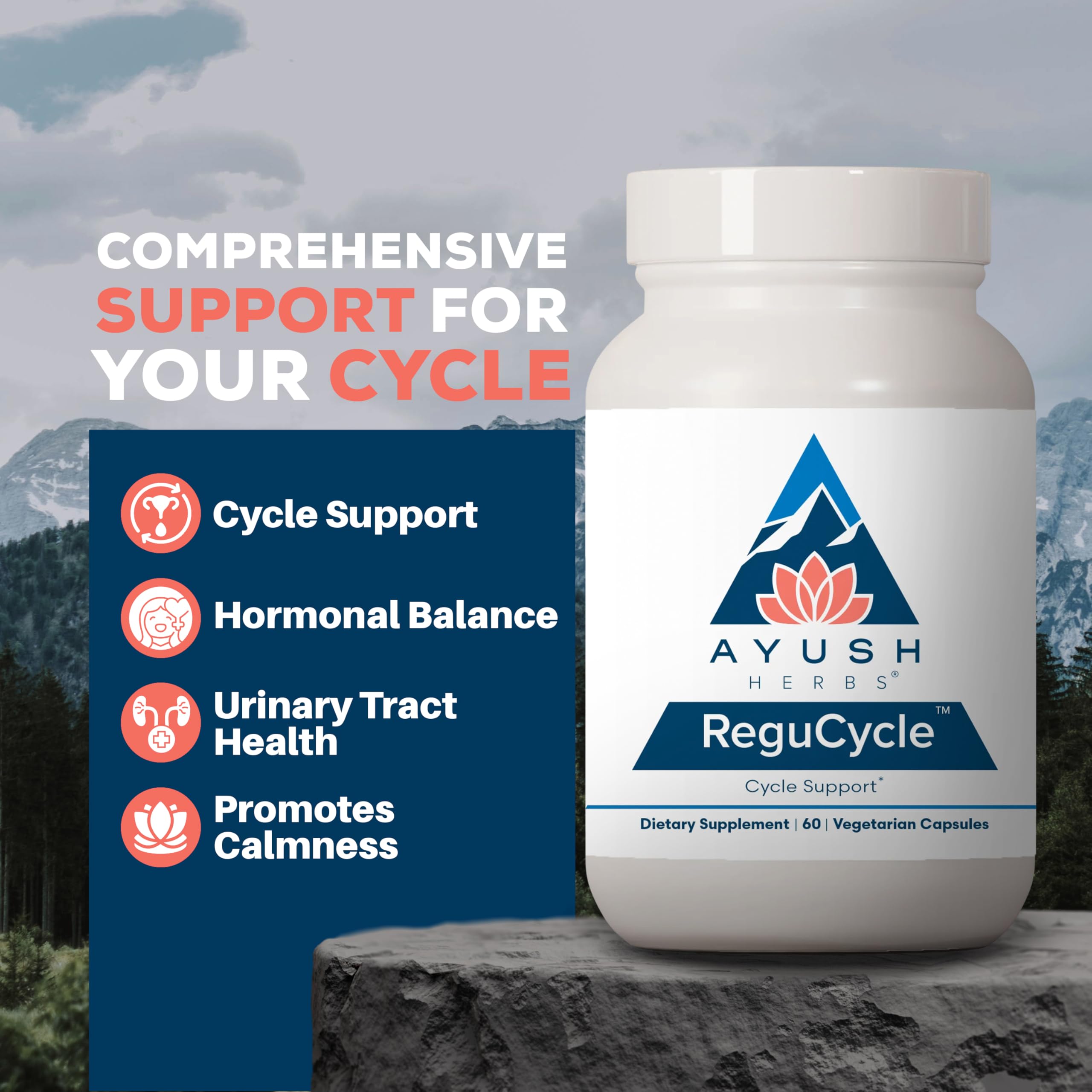 Ayush Herbs Regu-Cycle - Hormone Balance for Women, Hormonal Support, Period Support & Relief, Reproductive Health, Regulate Menstrual Cycle, Ovarian Support Supplement - 60 Vegetarian Capsules Ayush Herbs Au supplements