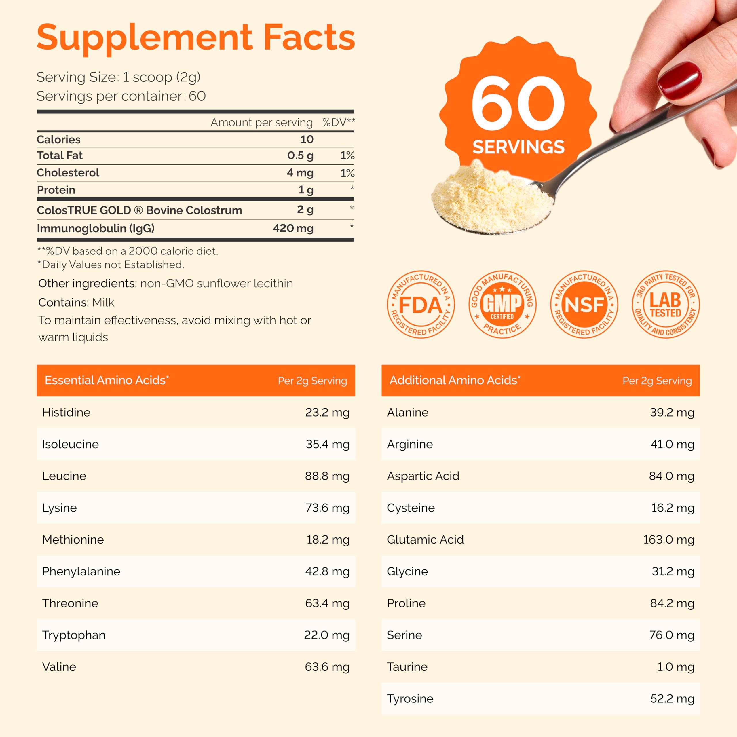Folqs Bovine Colostrum Powder – First-Day Milking for Immune & Gut Support – 60 Servings – Supports Skin & Tissue Health – Made in USA - Amino Acids, Vitamins, Minerals – Kosher - Sustainably Sourced Folqs Au supplements