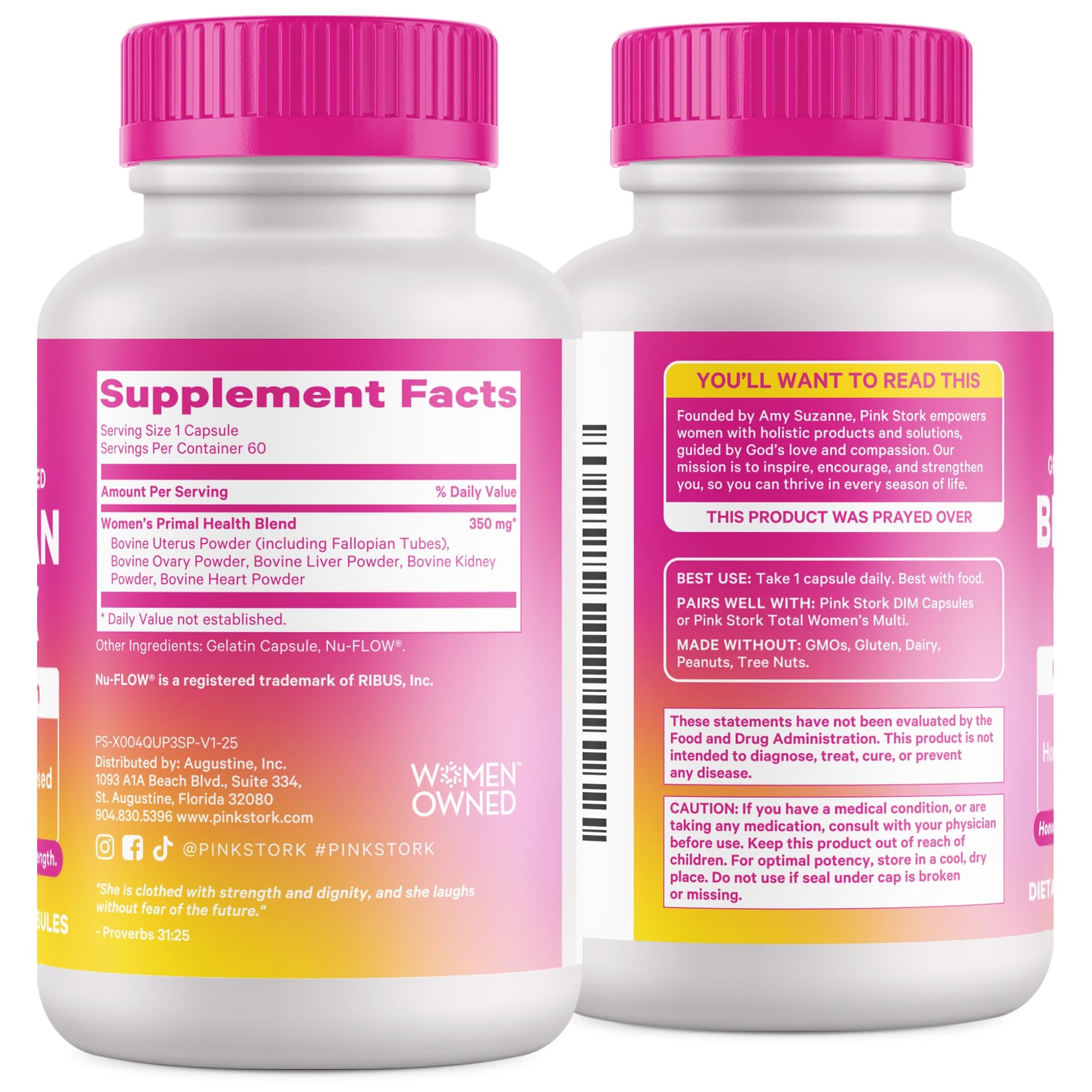 Pink Stork Beef Organ Supplement for Women | Grass-Fed Beef Liver Capsules with Iron, B12, CoQ10, Vitamin A | Primal Multivitamin for Female Hormone + Energy Support | 60 Capsules Pink Stork Au supplements