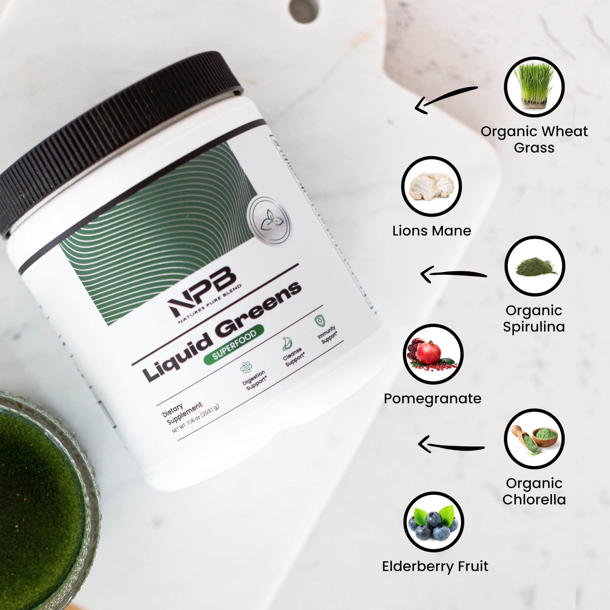 Nature's Pure Blend Super Greens Powder – Organic Greens Superfood Powder Supplements for Green Juice & Smoothie – Probiotic - Drink Mix for Energy Wellness and Digestion (Matcha Flavor, 30 Servings) Nature's Pure Blend Au supplements