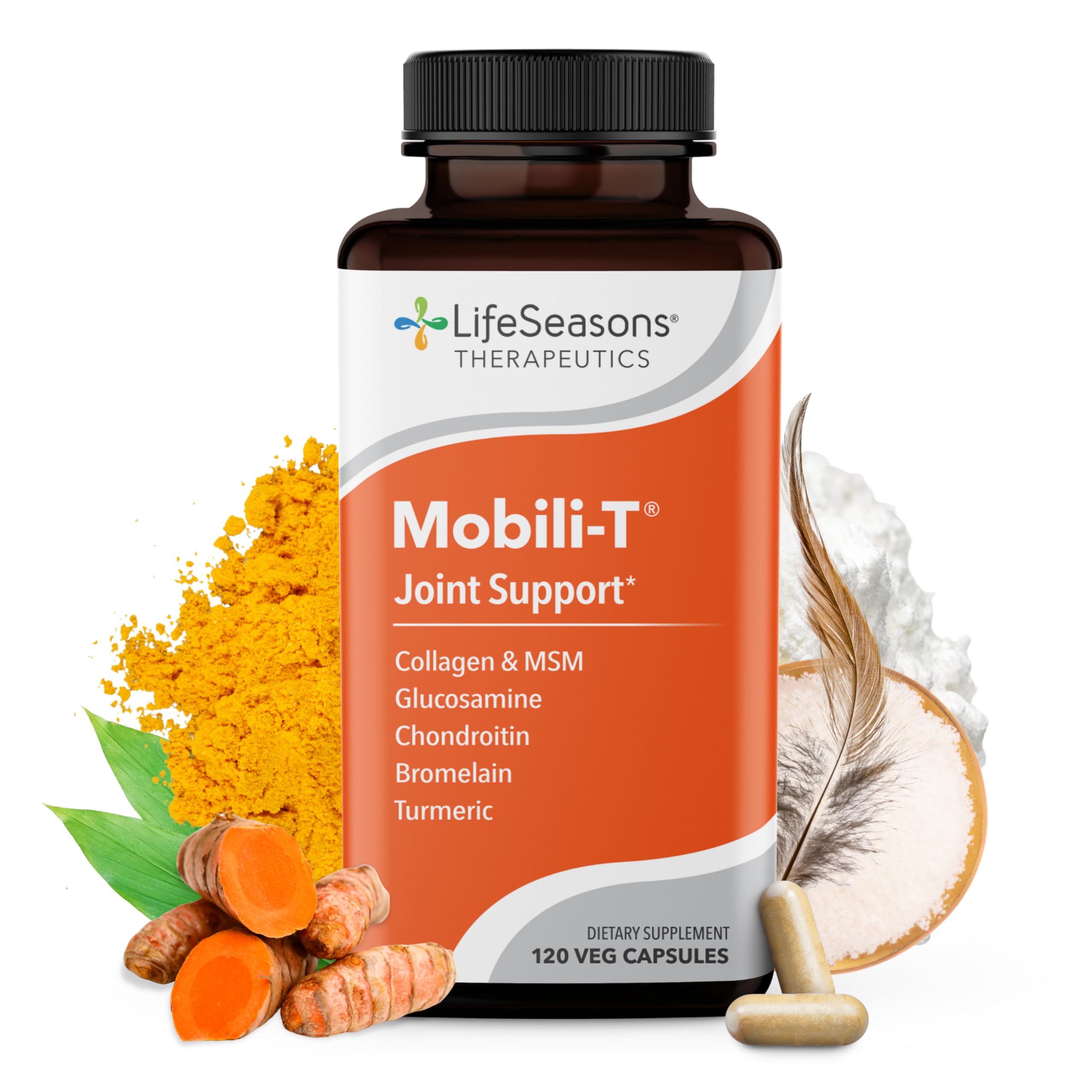 LifeSeasons Mobili-T - Joint Support Supplement - Reduces Aches & Discomforts - Increase Range of Motion - Rebuild Tissue & Cartilage - MSM Chondroitin Collagen Glucosamine & Turmeric - 120 Capsules LifeSeasons Au supplements