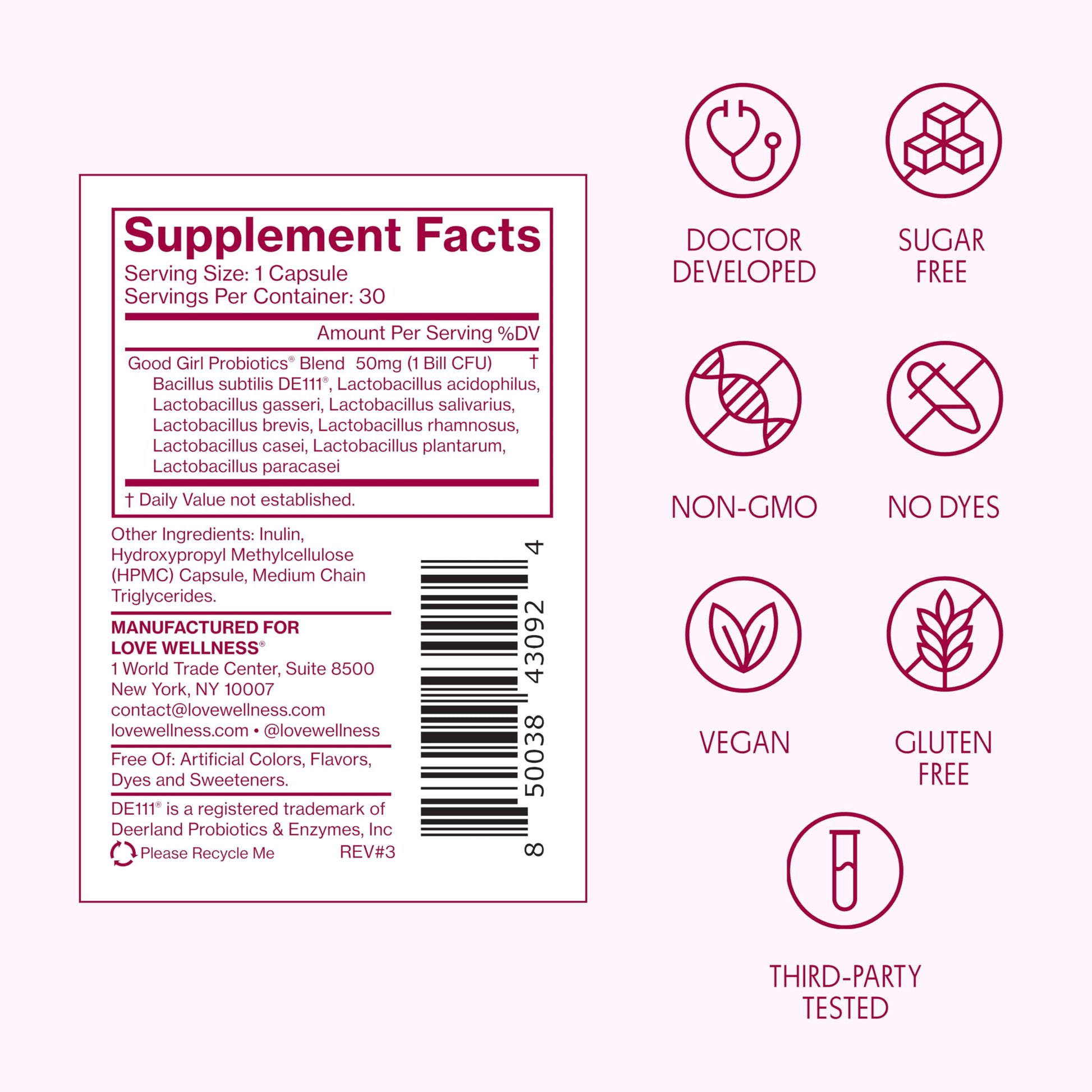 Love Wellness Good Girl Probiotics | Women’s Vaginal Health & pH Balance Supplement | 9-Strain Probiotic for Urinary Tract, Yeast, Odor & Immune Support | Gluten-Free (30-Day Supply) Love Wellness Au supplements