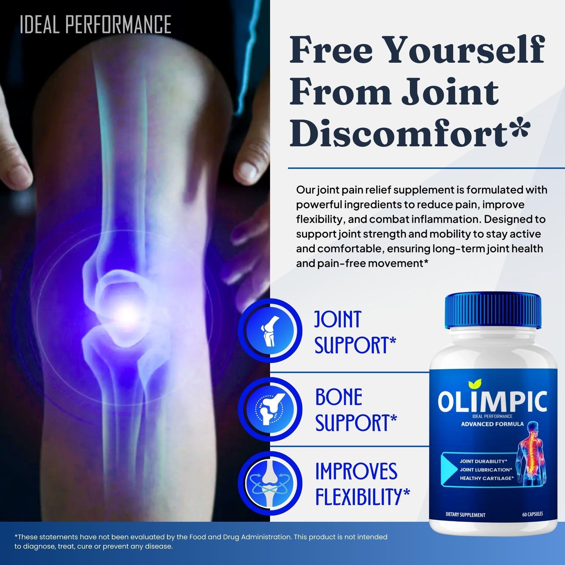 Olimpic Capsules, Advanced Joint Support Supplement Pills for Mobility and Comfort - Maximum Strength, Official Olim Pic Joint Support All Natural Formula, Premium Olim-Pic Reviews (3 Pack) IDEAL PERFORMANCE Au supplements