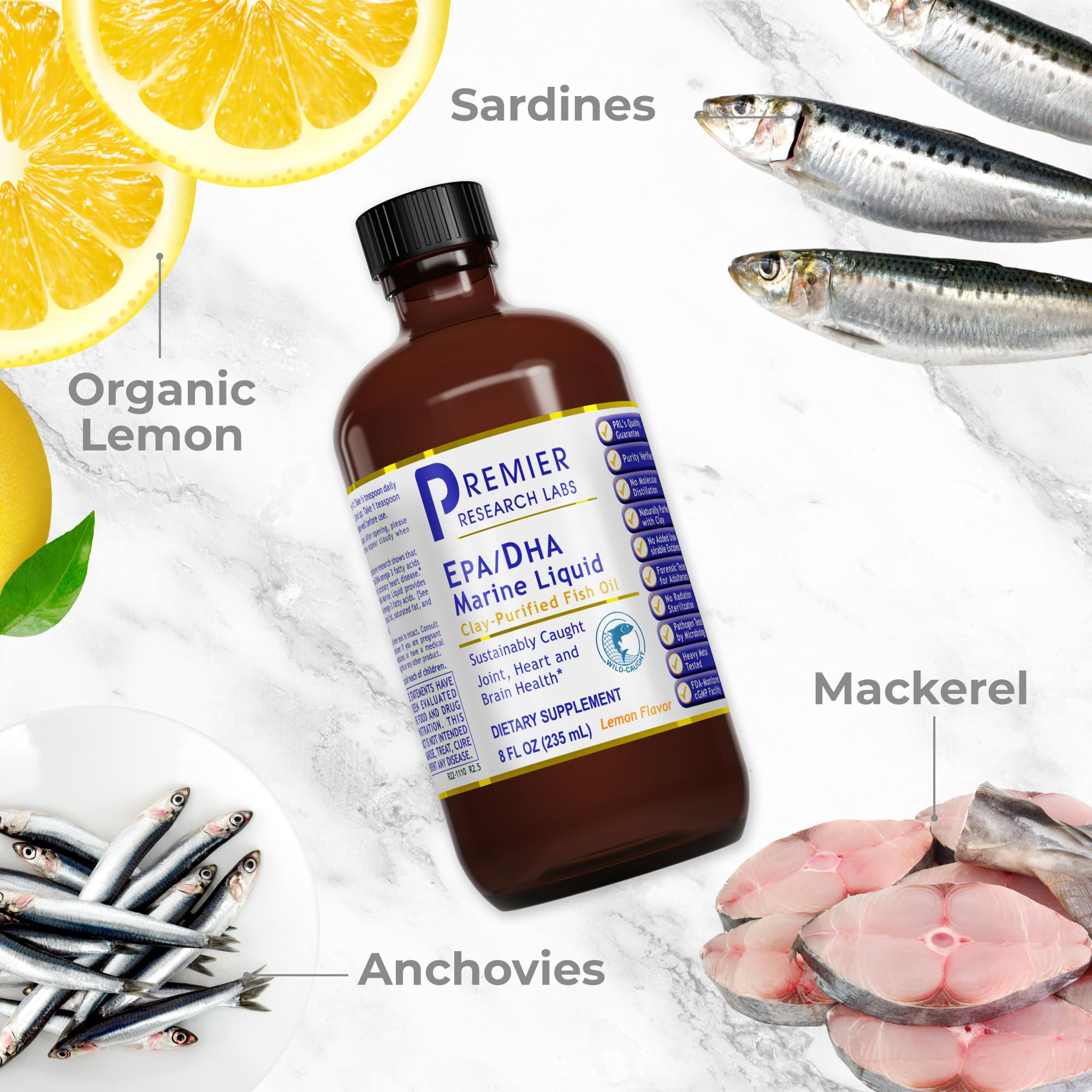 Premier Research Labs EPA/DHA Marine Liquid - Omega 3 Fish Oil Liquid, Omega 3 Liquid Fish Oil Supplement for Adults, Joint, Heart, & Brain Health Support - 8 Fl Oz Bottle Premier Research Labs Au supplements