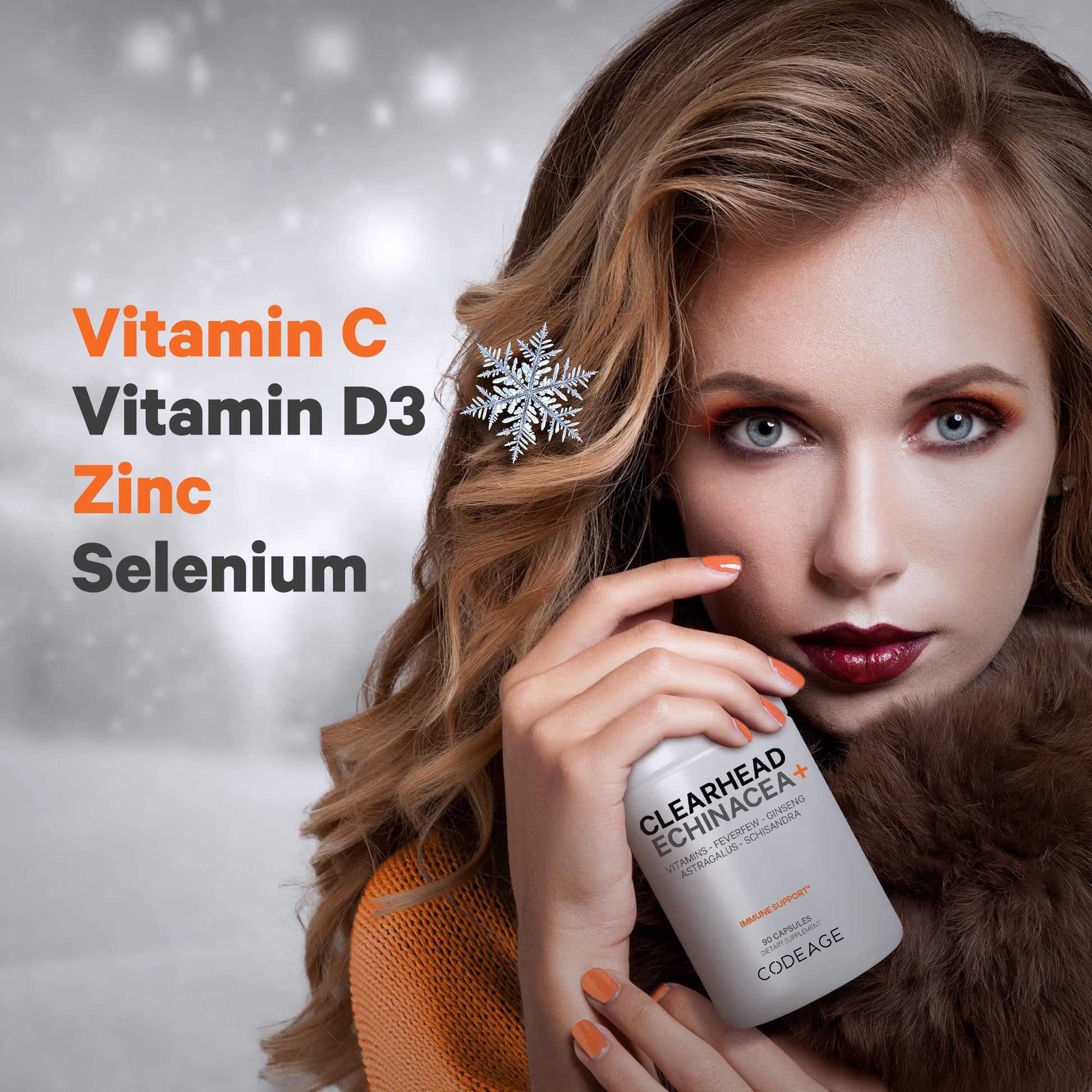 Codeage Clearhead Echinacea+ Supplement - Echinacea, Schisandra, Feverfew, Coptis, American Ginseng, Astragalus, Garlic, Probiotics, Vitamins C & D3, Zinc, Selenium - Clear Head Vitamin - 90 Capsules Codeage Au supplements