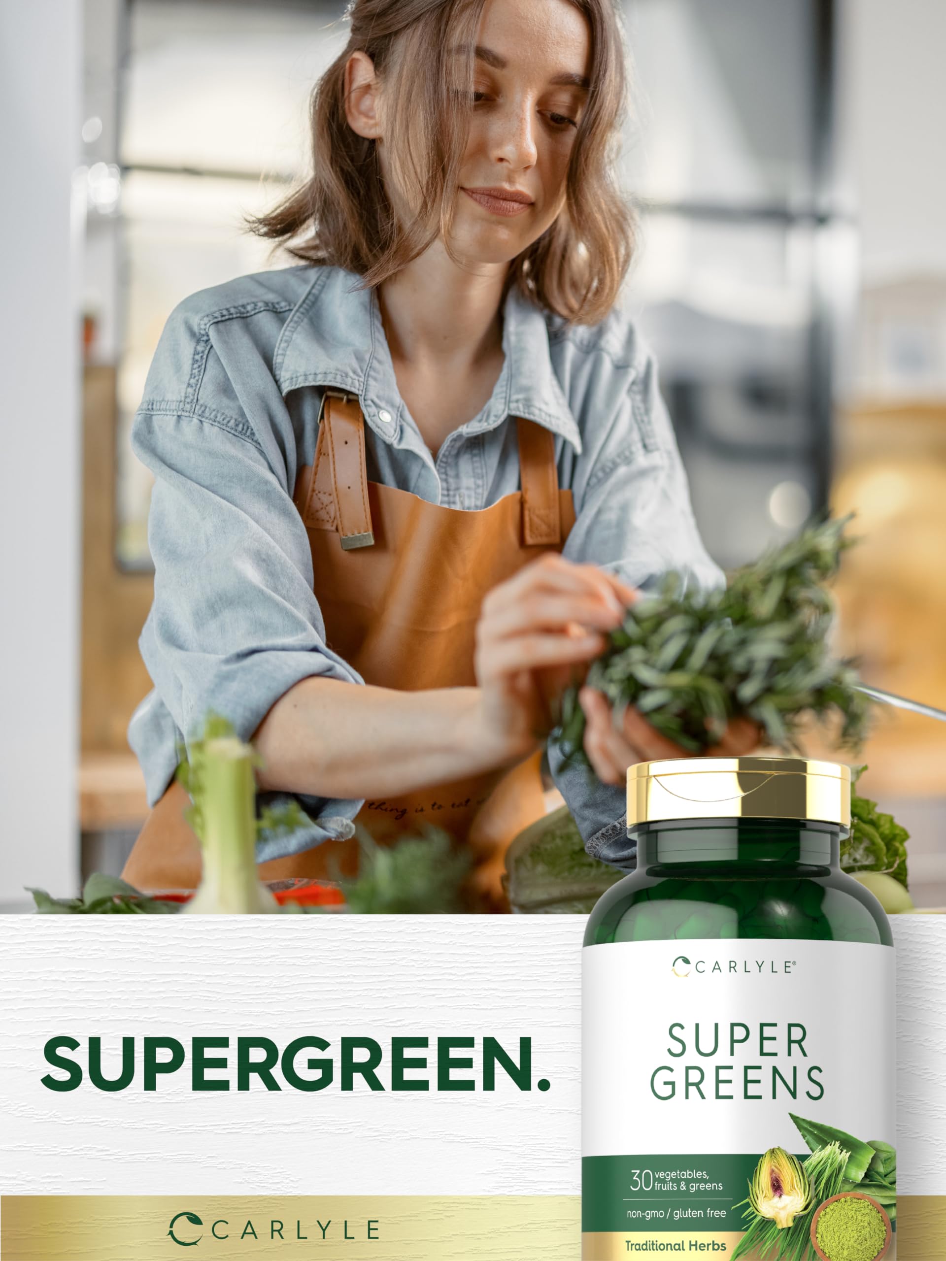 Carlyle Super Greens Capsules | 250 Count | Blend of 13 Vegetables and Greens Plus 17 Fruits | Non-GMO & Gluten Free Supplement Carlyle Au supplements