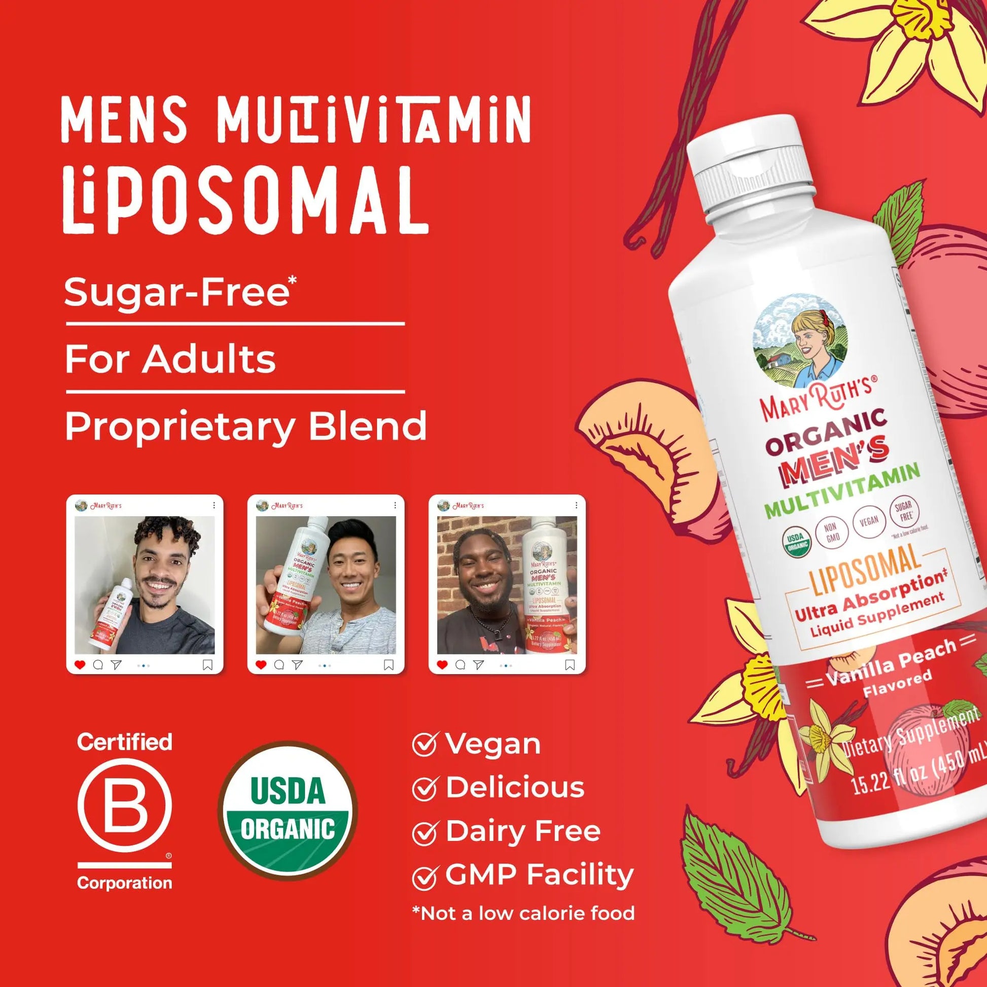 MaryRuth Organics Multivitamin for men | Sugar Free mens Multivitamin | Liquid Vitamins for men | Immune Support Supplement | Cognitive Health & Overall Wellness | Vegan | Non-GMO | 15.22 Fl Oz MARYRUTH'S Au supplements