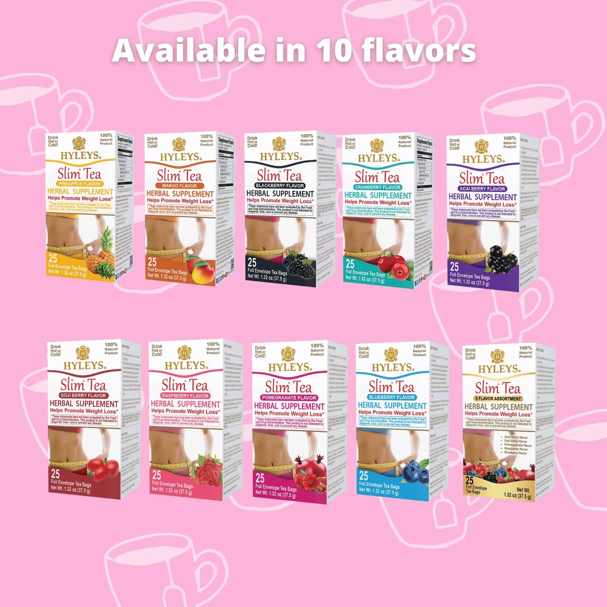 Hyleys Slim Tea Raspberry Flavor - Weight Loss Herbal Supplement Cleanse and Detox HYLEYS Au supplements