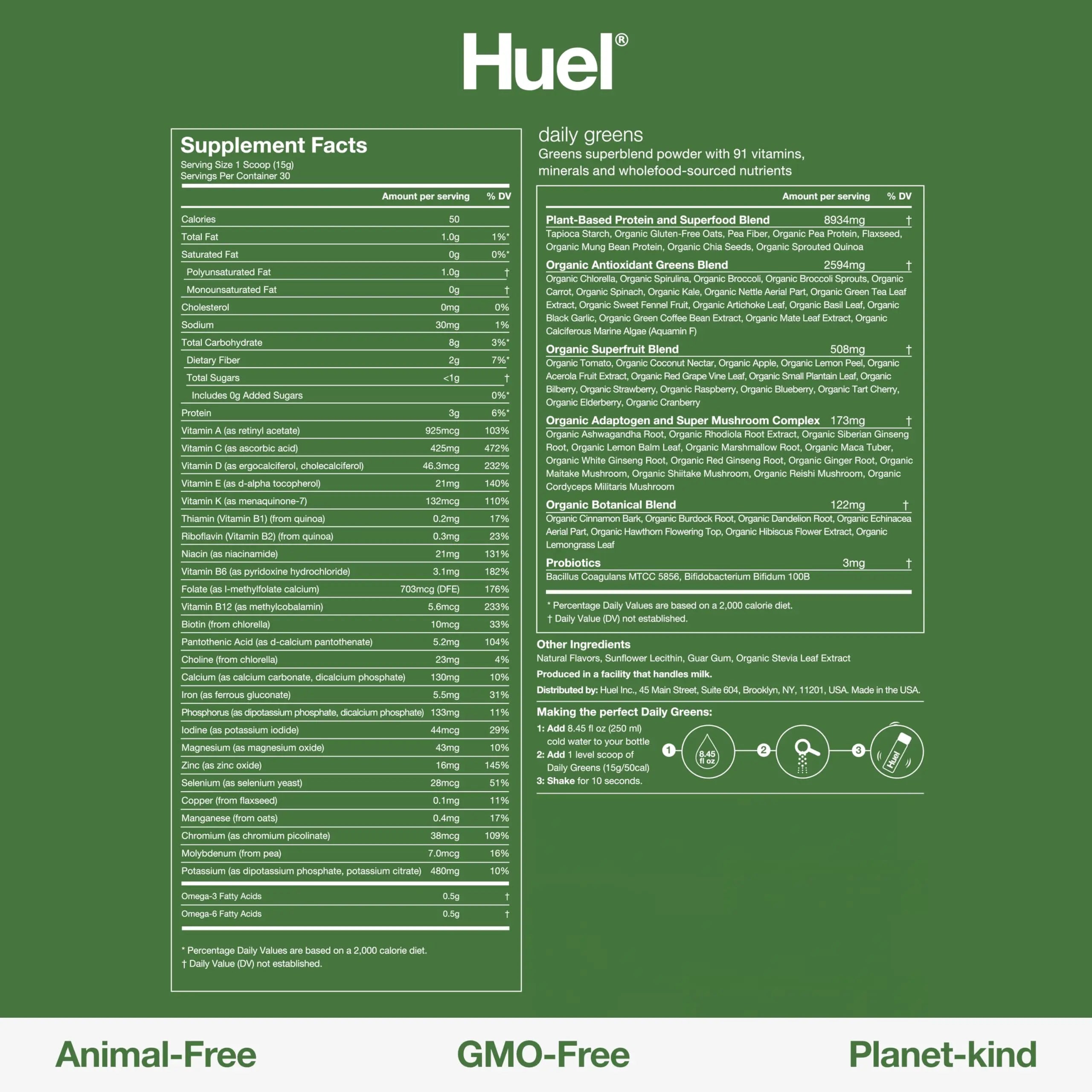 Huel Daily Greens | Superfood Greens Powder | 91 Vitamins, Minerals, and Wholefood Huel Au supplements