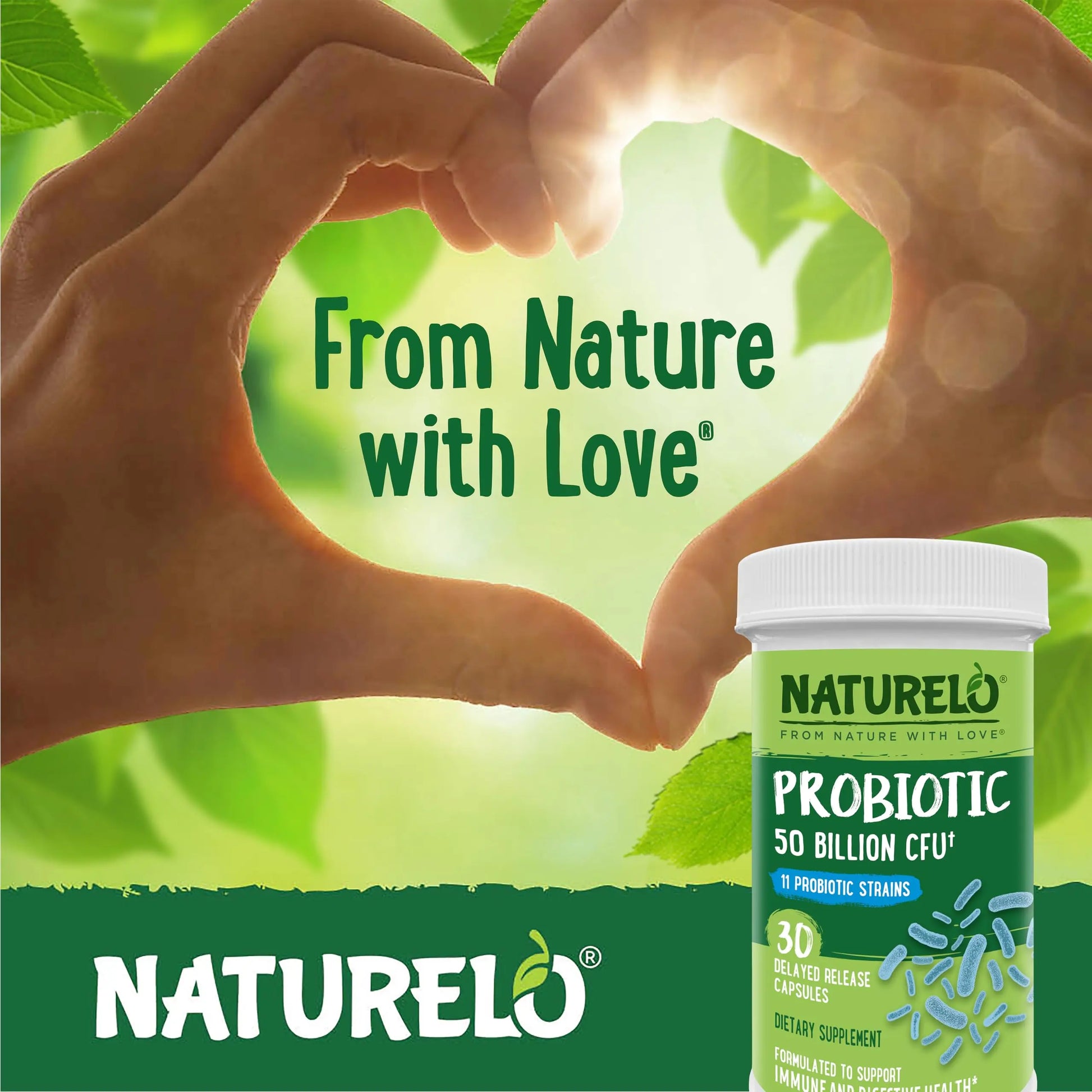 NATURELO Probiotic Supplement - 50 Billion CFU - 11 Strains - One Daily - Helps Support NATURELO Au supplements