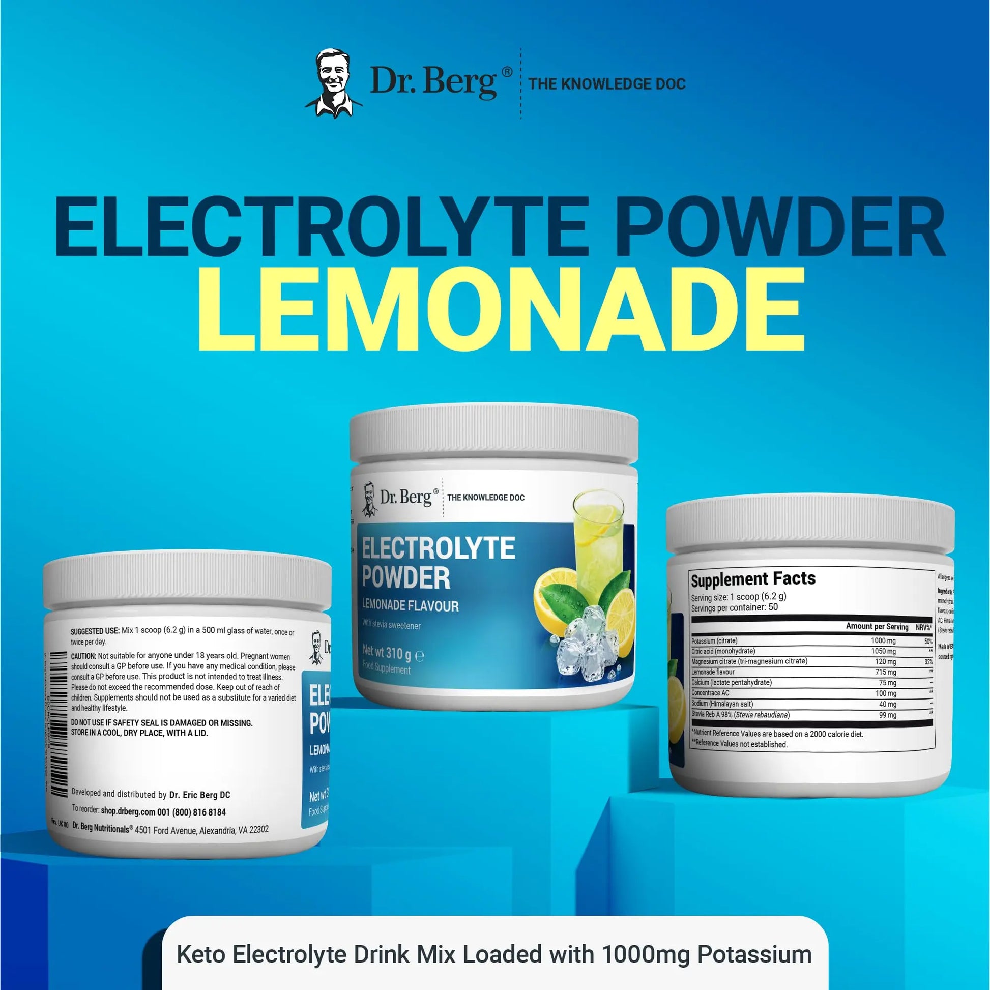 Dr. Berg Electrolyte Powder - Electrolyte Drink Supplements with 1000mg Potassium Dr. Berg Nutritionals Au supplements