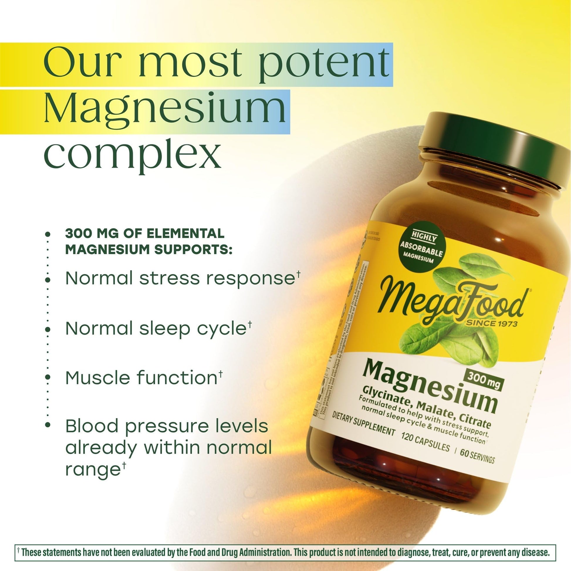 MegaFood Magnesium Glycinate, Citrate, Malate 300mg Supplement - Highly Absorbable Blend to Support Heart, Nerve Health & Relaxation, Triple Magnesium Complex Supplement, 60 Capsules (30 Servings) MegaFood Au supplements