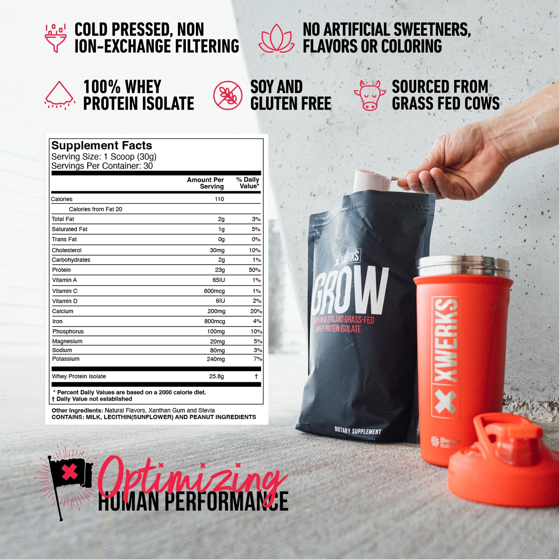 Xwerks Grow 100% New Zealand Grass-Fed Whey Protein - 25g of Pure Isolate Protein Xwerks Au supplements