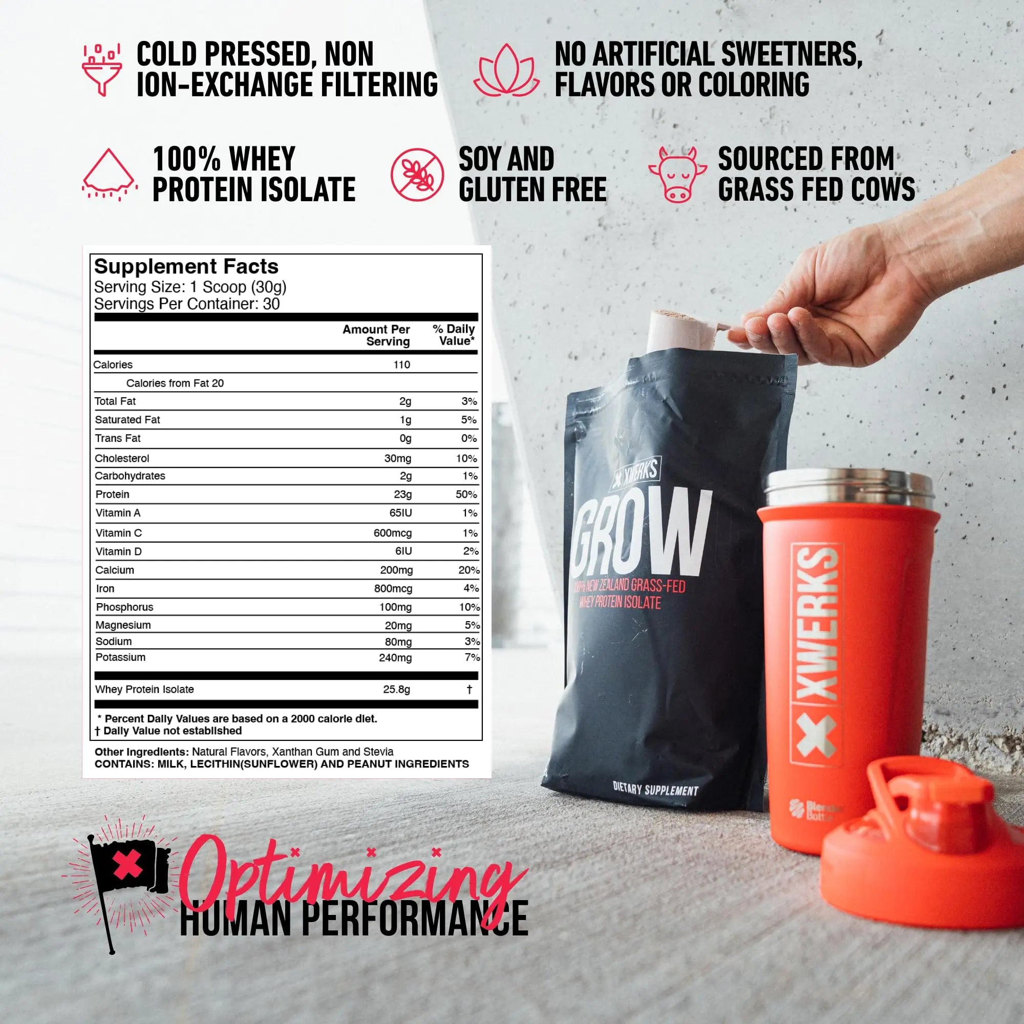 Xwerks Grow 100% New Zealand Grass-Fed Whey Protein - 25g of Pure Isolate Protein Xwerks Au supplements