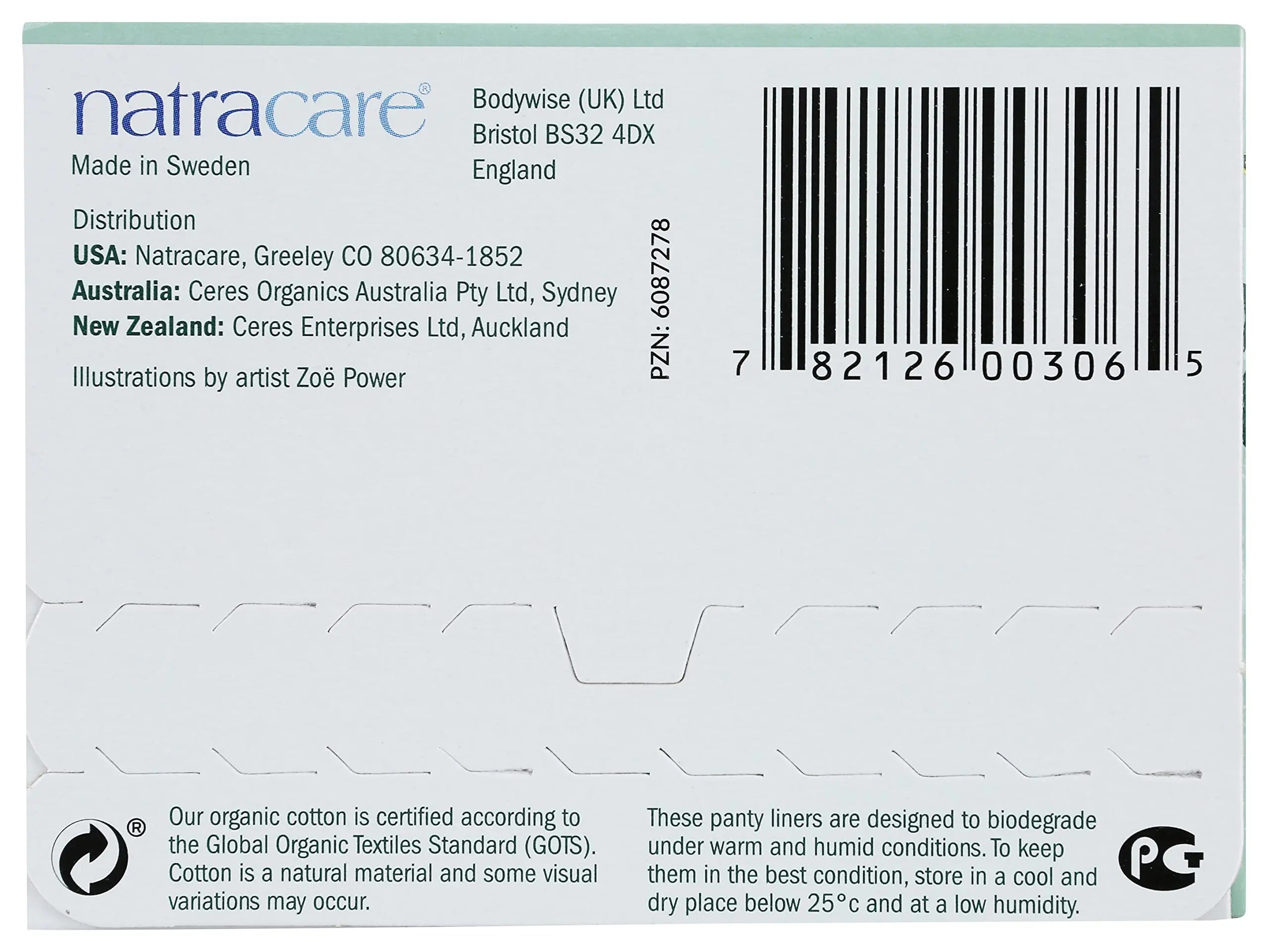 Natracare Natural Organic Curved Panty Liners, with Certified Organic Cotton, Ecologically Certified NATRACARE Au supplements