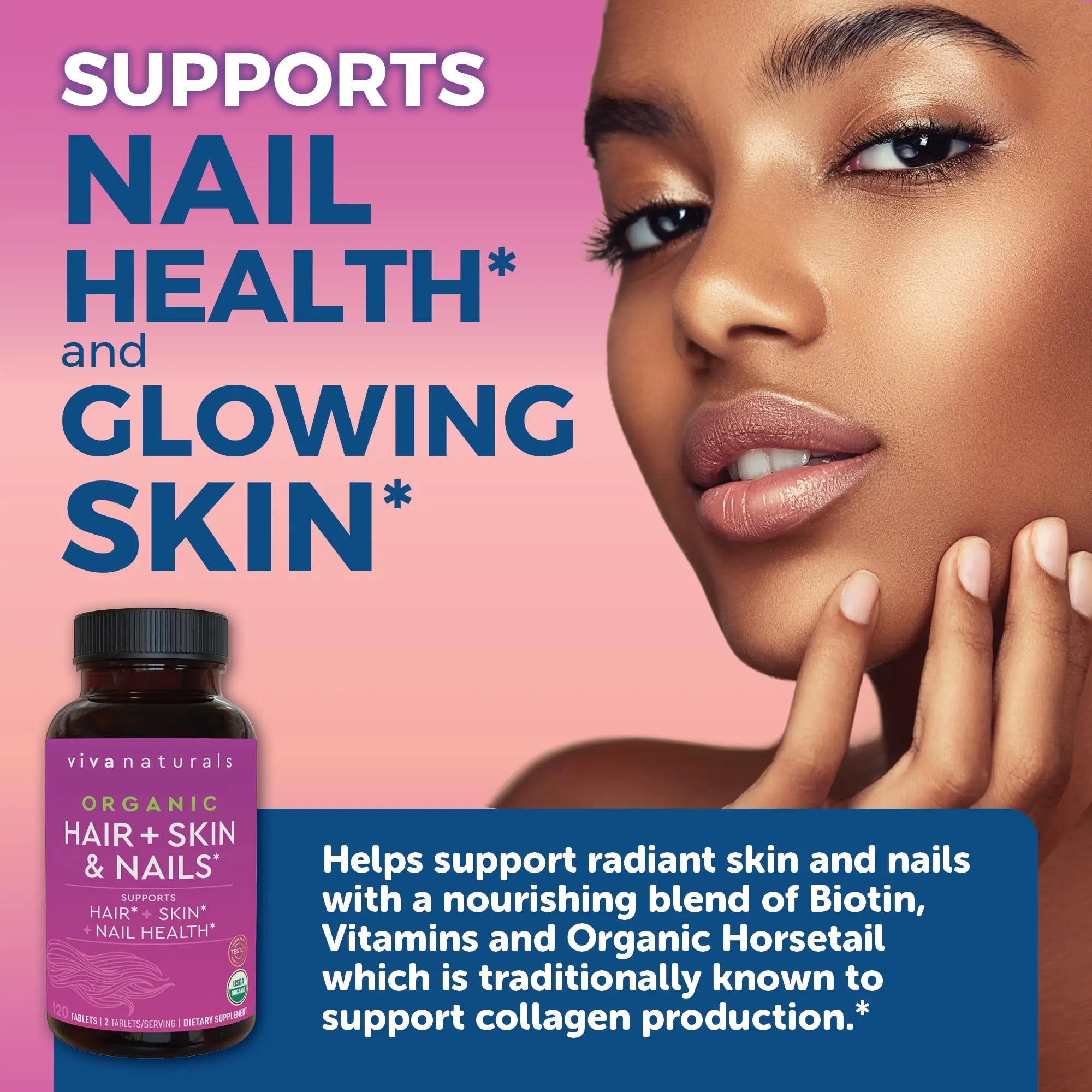 Biotin 5000 mcg Hair Skin Nails Vitamins for Women – Organic and Vegetarian-Friendly Supplement with Vitamin E, B-Vitamins, Spirulina Viva Naturals Au supplements