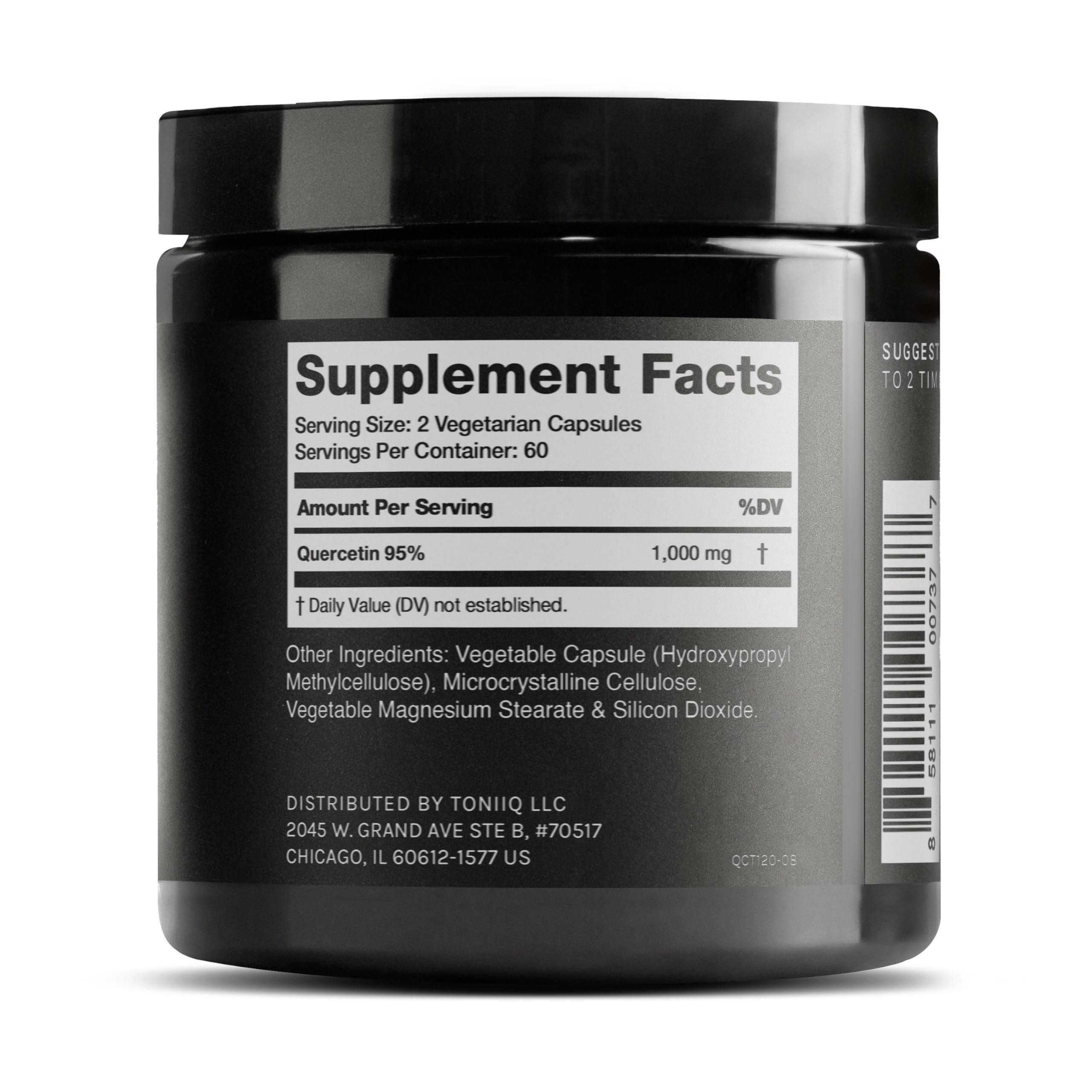 Toniiq Ultra High Purity Quercetin Capsules - 95%+ Highly Purified and Bioavailable - 1000mg Per Serving - 120 Capsules Quercetin Supplement Toniiq Au supplements