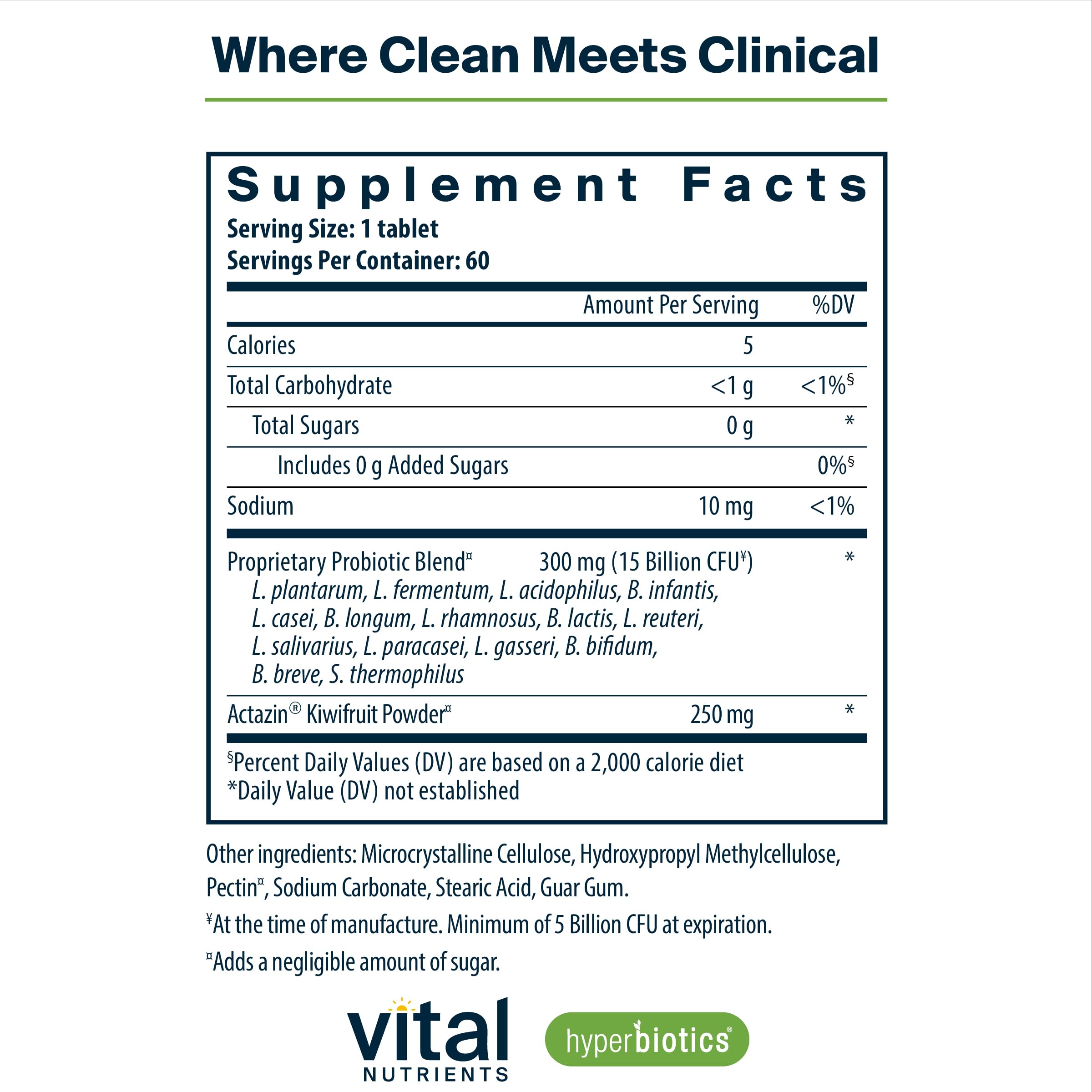 Hyperbiotics Vital Nutrients Pro-15 Advanced Probiotics for Women and Men | 15 Strains + Kiwifruit | Clinically Studied Daily Probiotics for Digestive Health, Gas, & Bloating | 60 Vegan Tablets Hyperbiotics Au supplements