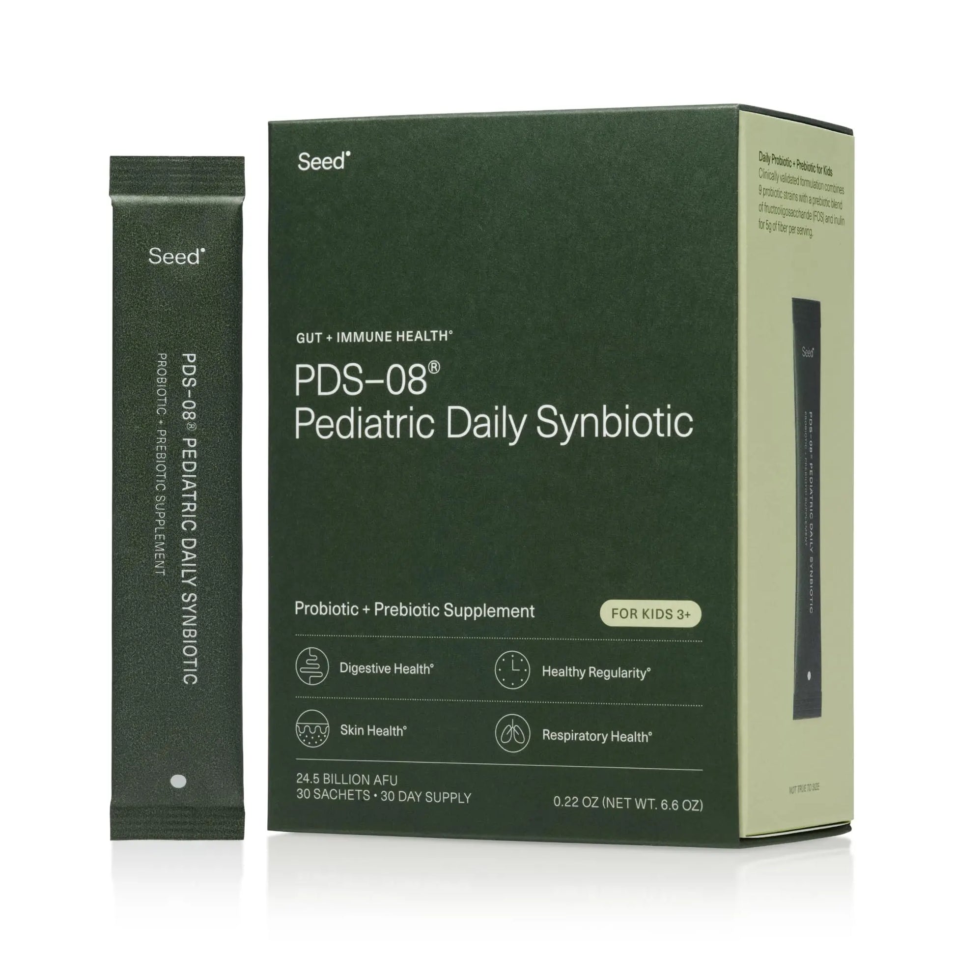 Seed PDS-08 Pediatric Daily Synbiotic - Fiber-Based Prebiotic & Probiotic for Kids - Digestive Health, Regularity, Constipation Relief - Ages 3-17 - Vegan and Shelf-Stable - 30 Sachets (30-Day Supply) Visit the Seed Store Au supplements