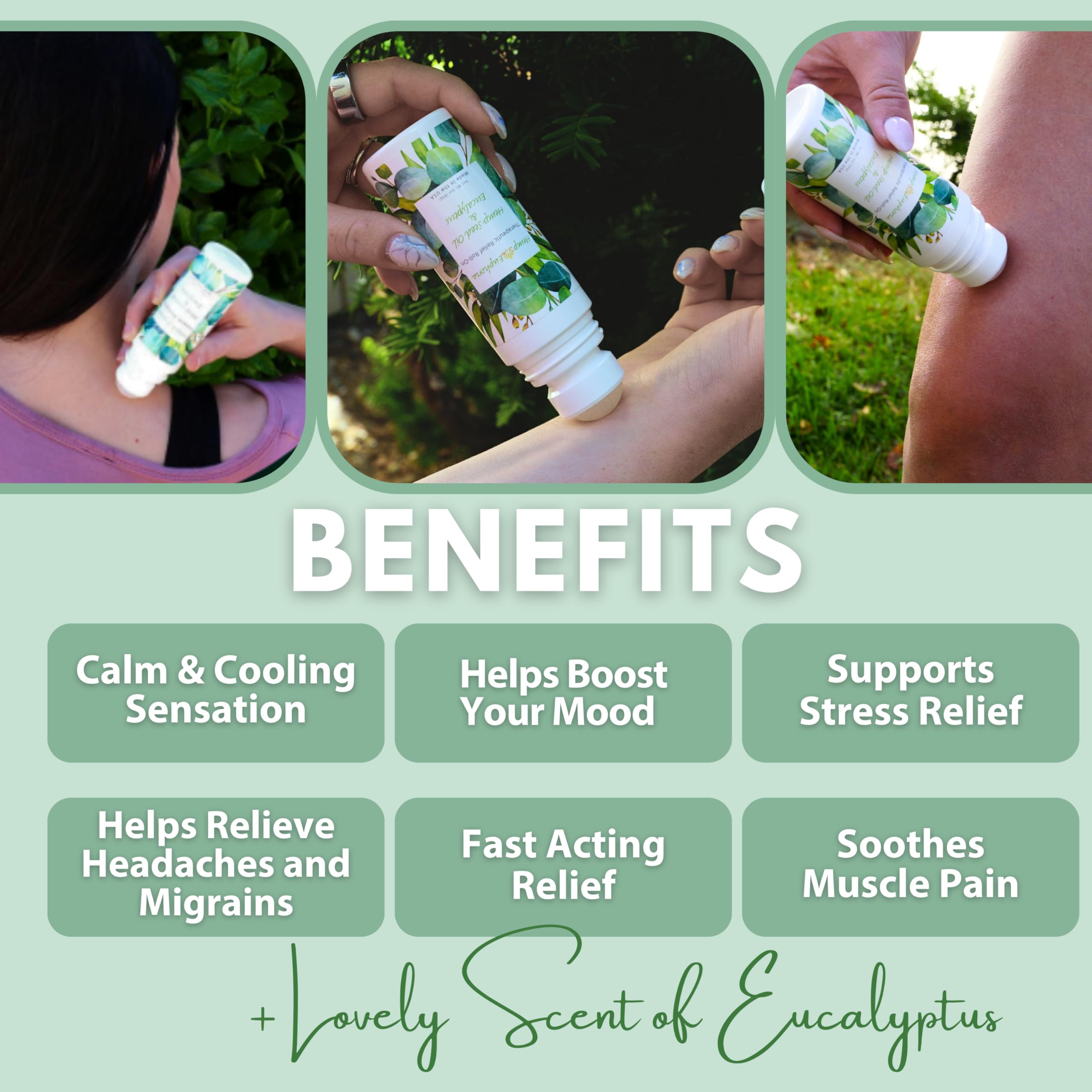 Hemp Seed Oil and Eucalyptus Joint & Muscle Discomfort Relief Roll-On Gel | USDA Certified Organic Hemp Seed Oil, Helps Relieve Sore or Tight Muscles Hemp Euphoria Au supplements